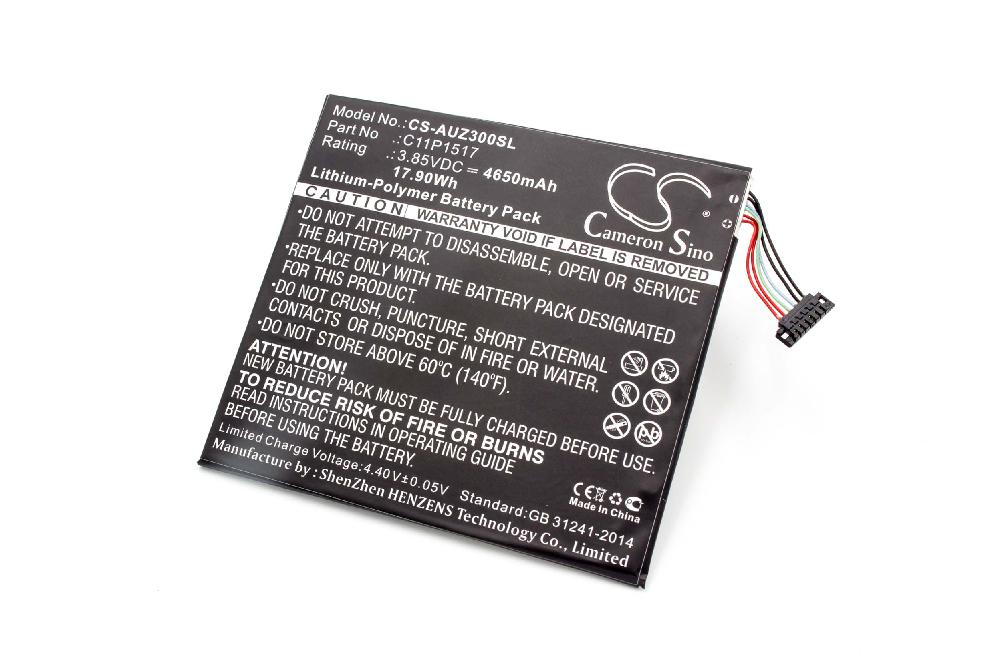 Batterie remplace Asus C11P1517, 0B200-01580200 pour tablette - 4650mAh 3,85V Li-polymère