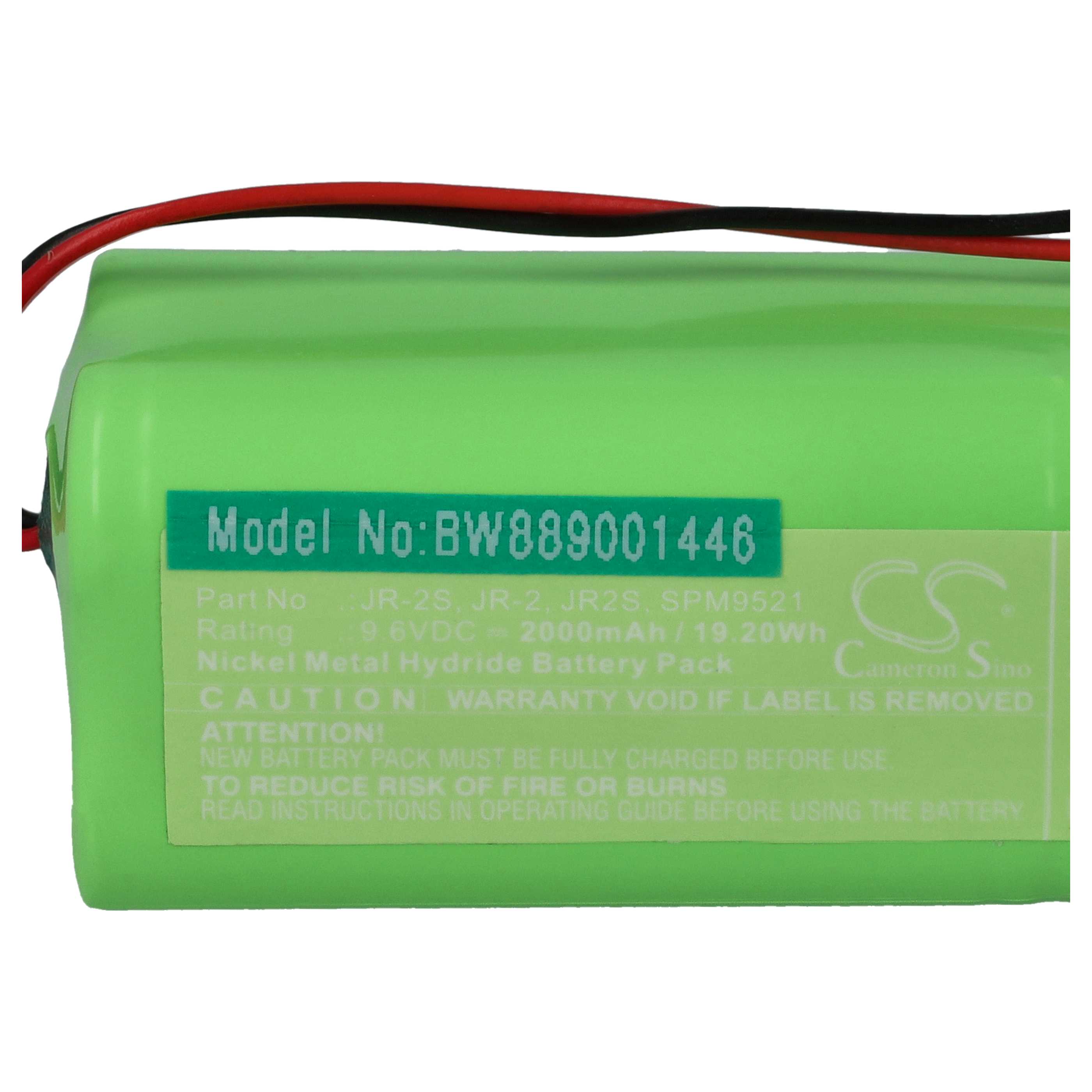 2 Batteries remplace Spektrum JR-2, JR-2S, JR-A, JR2, JR2S pour manette de drone Spektrum - 2000mAh 9,6V NiMH