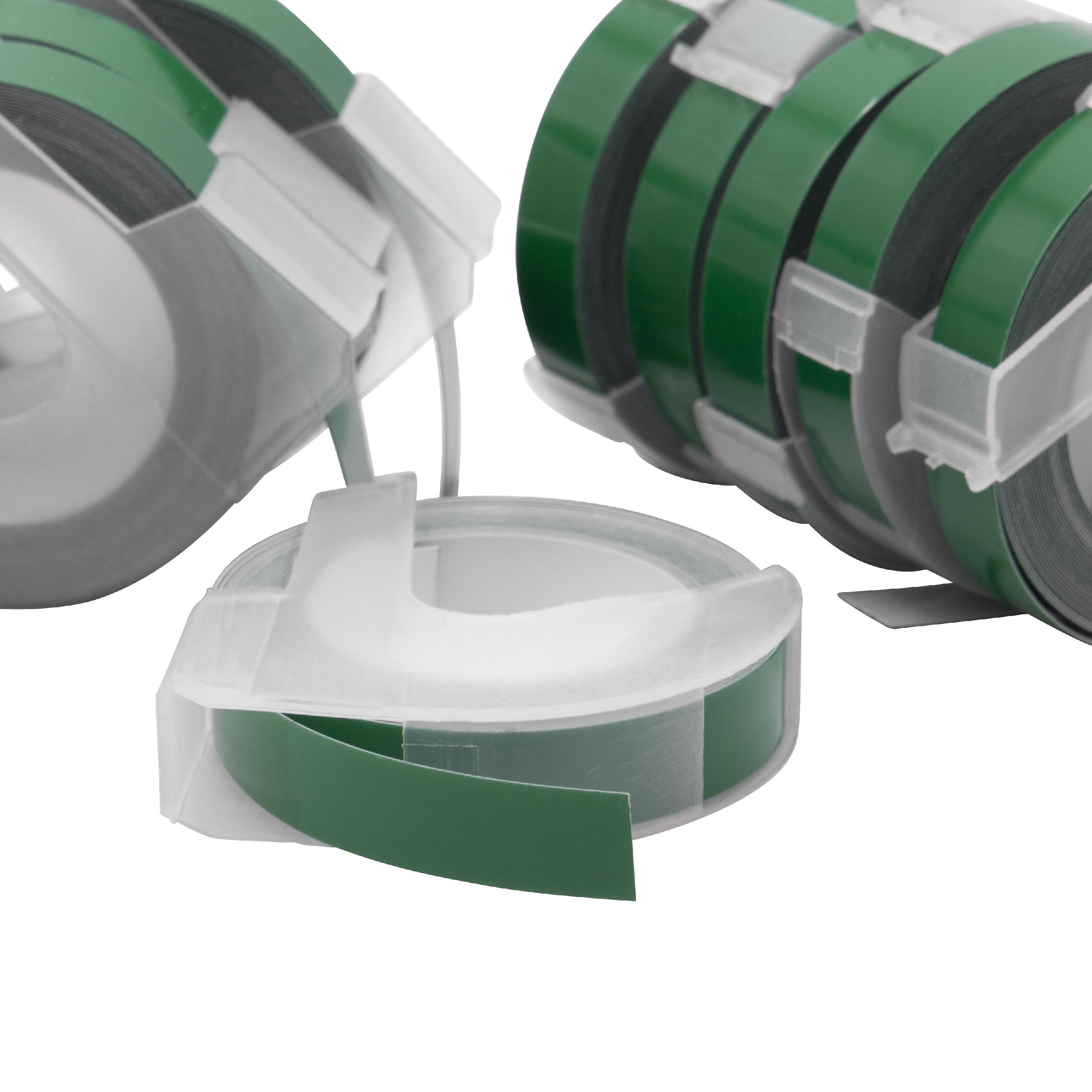 10x 3D PrägebandSchriftband als Ersatz für Dymo 520105, S0898160, 0898160 - 9mm Weiß auf Grün