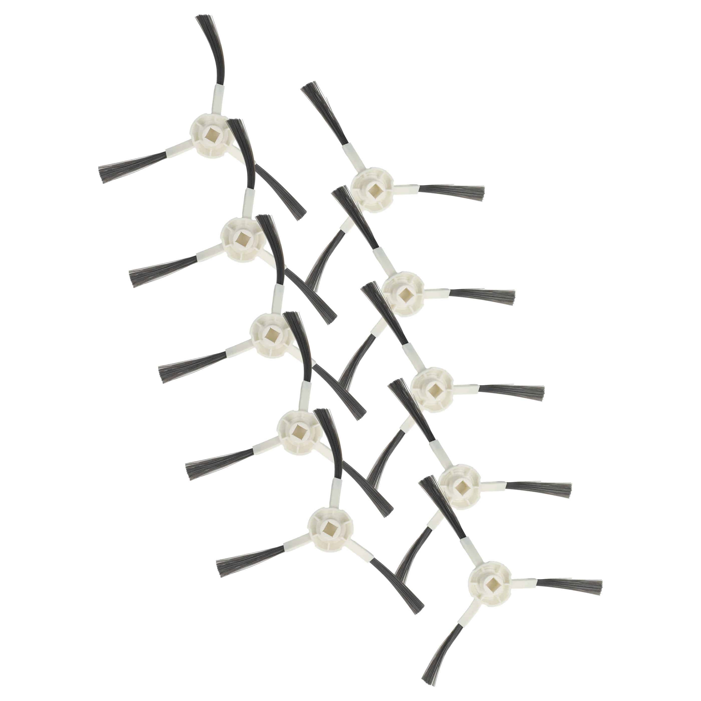 10x Side Brush suitable for Dreame, Xiaomi, Mova L10 Robot Vacuum Cleaner etc. - 3-armed, white, grey