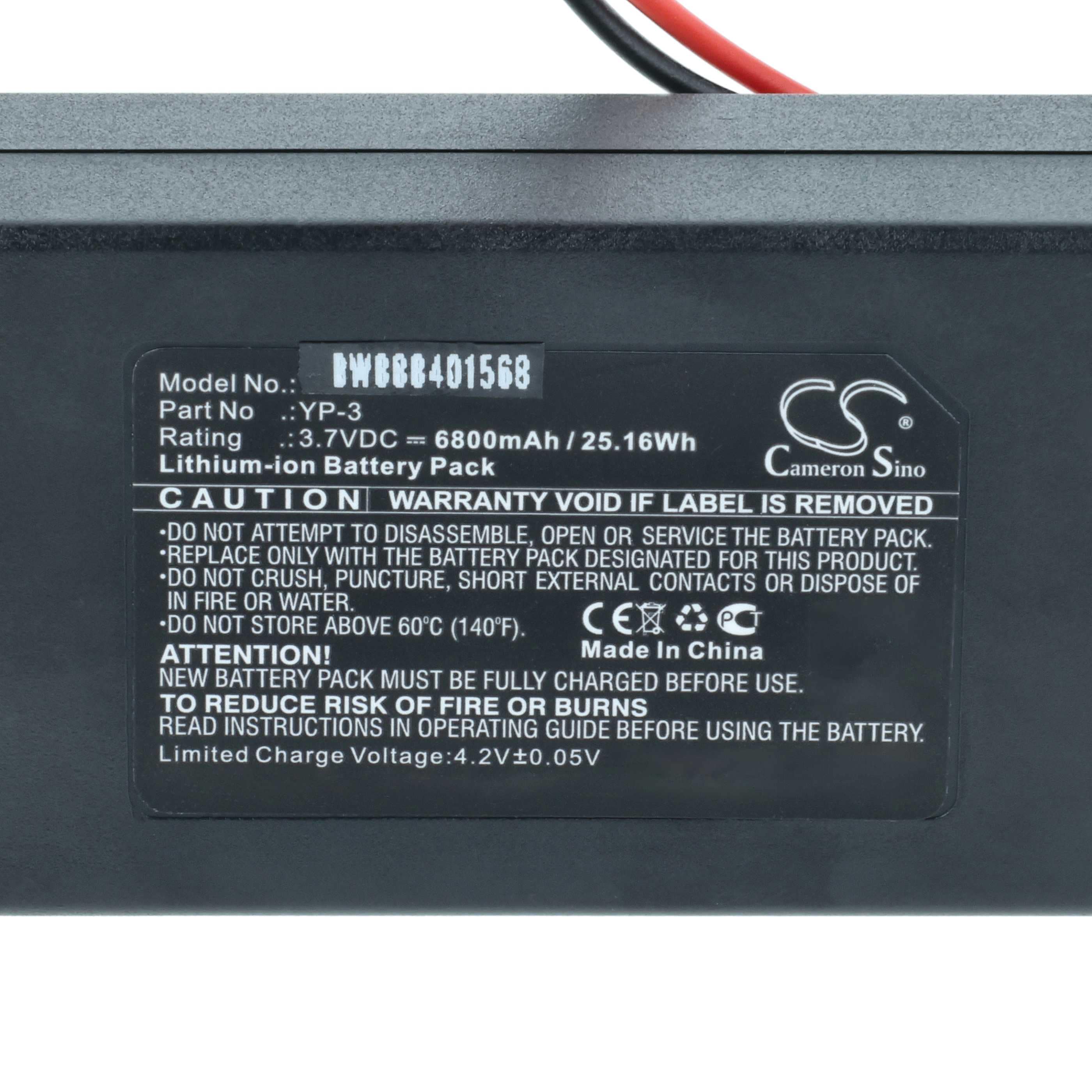 Batterie remplace Yuneec YP-3 modèle radio-télécommandé - 6800mAh 3,7V Li-ion