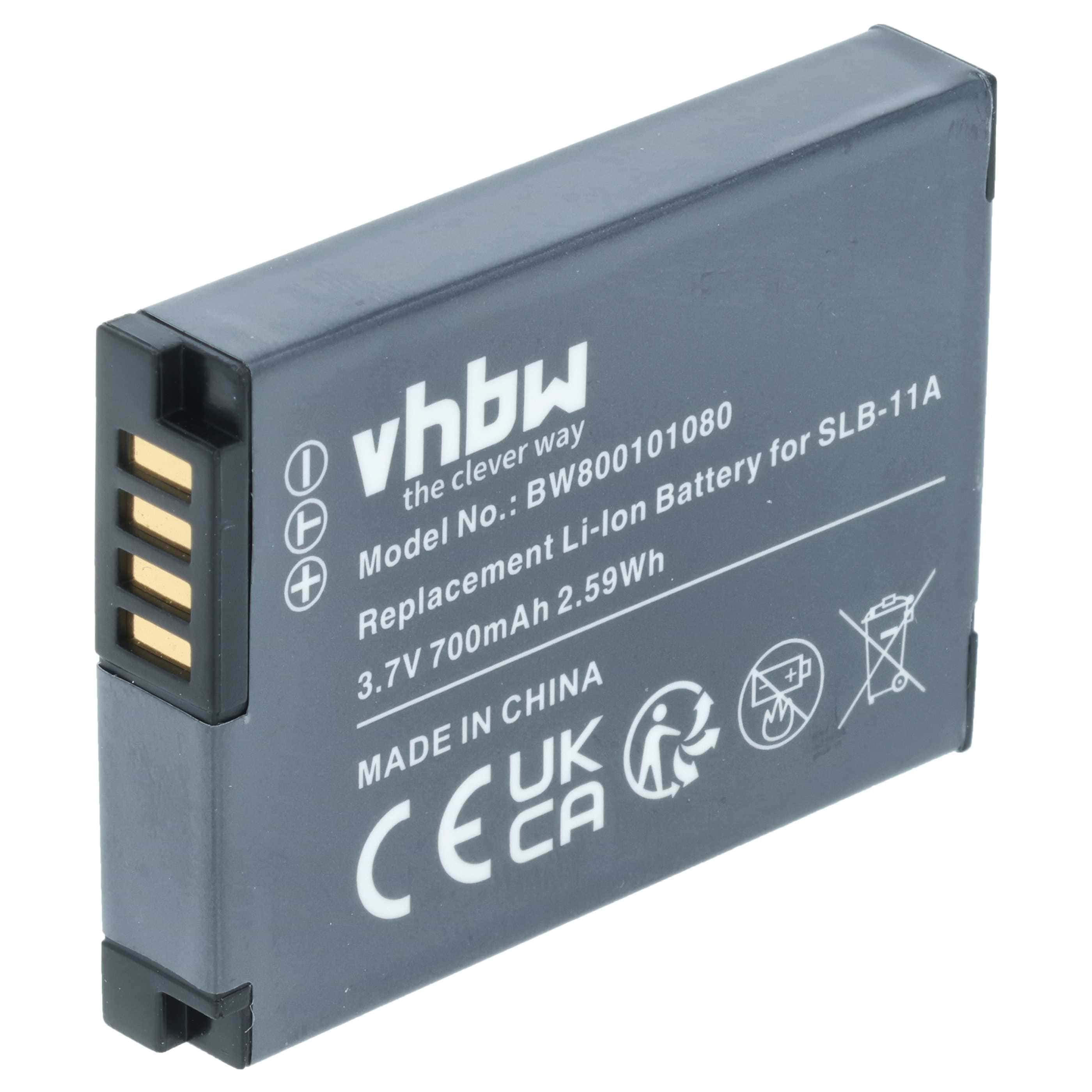 Battery replaces Samsung SLB-11a - 700mAh, 3.6V, Li-Ion