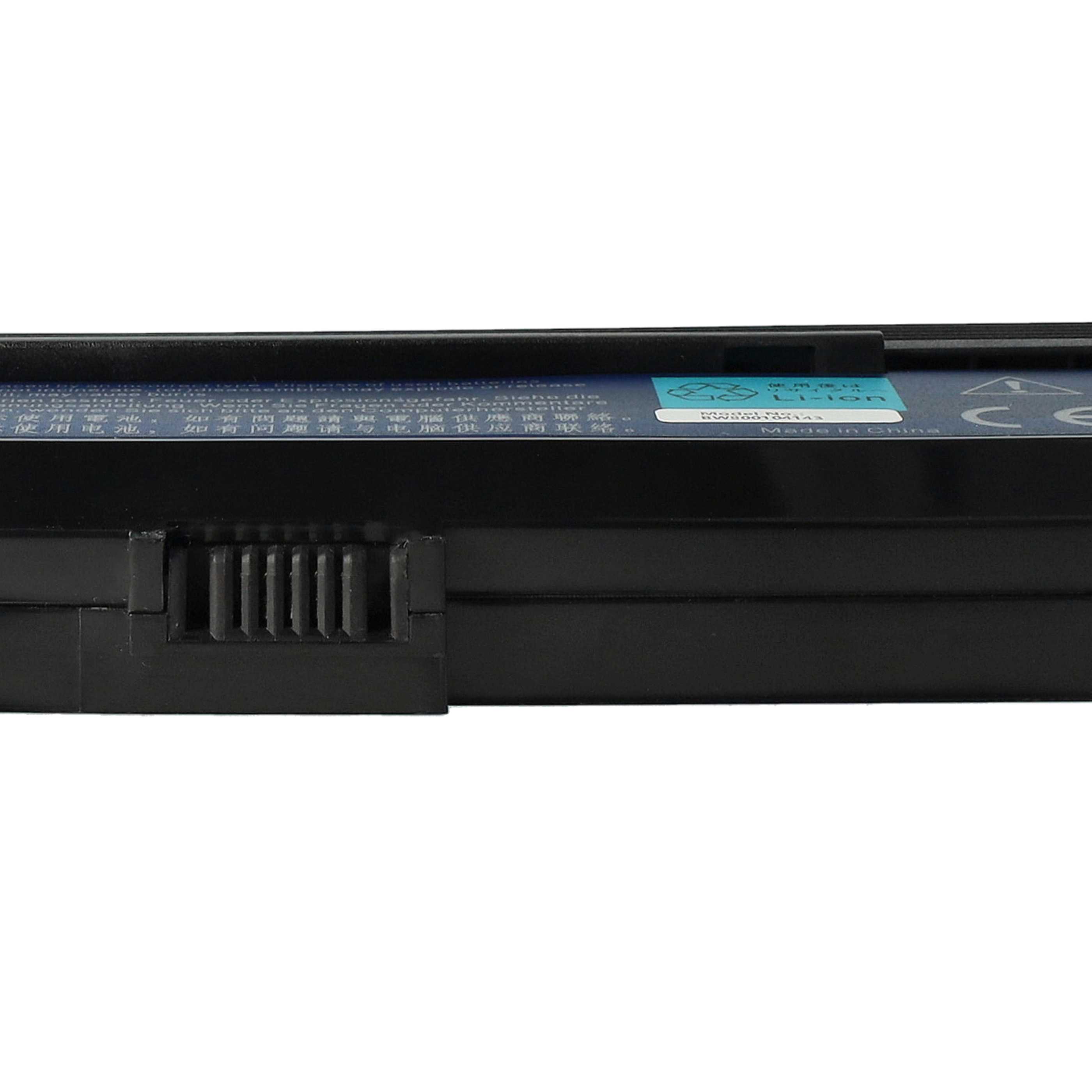 Batterie remplace Acer 3UR18650F-3-QC-ZR1 pour ordinateur portable - 6600mAh 11,1V Li-ion, noir