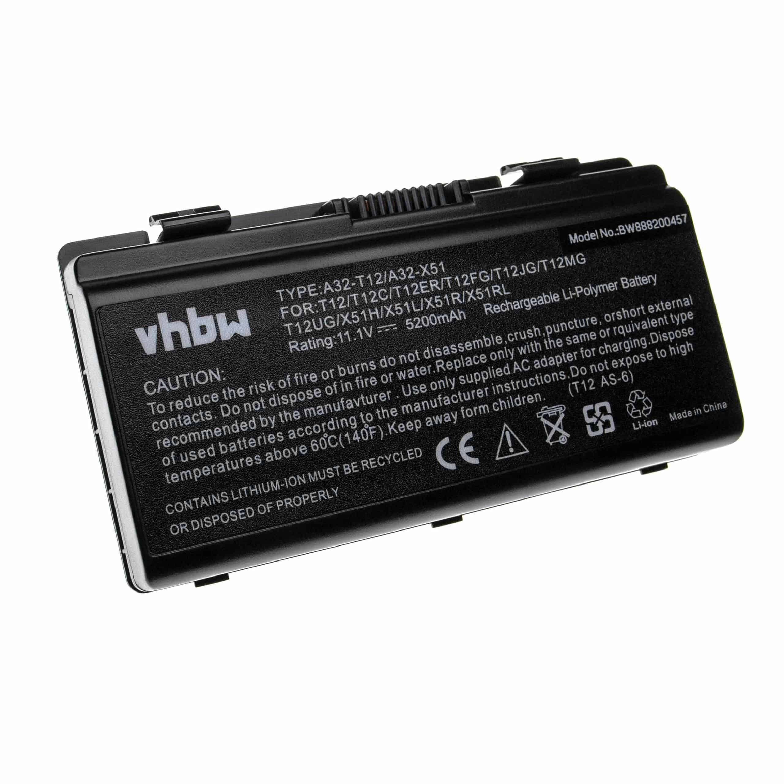 Batería reemplaza Asus 70-NLF1B2000Y, 70-NLF1B2000Z para notebook Asus - 5200 mAh 11,1 V Li-poli negro