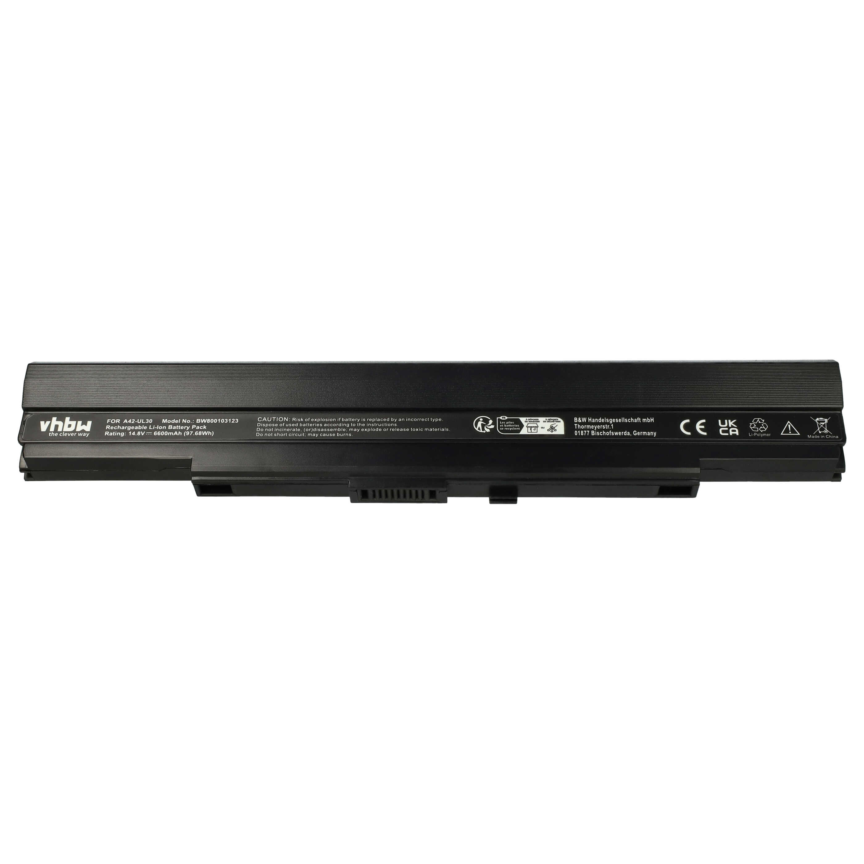 Akumulator do laptopa zamiennik Asus A42-UL50, A42-UL30, A42-UL80, A31-UL30 - 6600 mAh 14,8 V Li-Ion, czarny