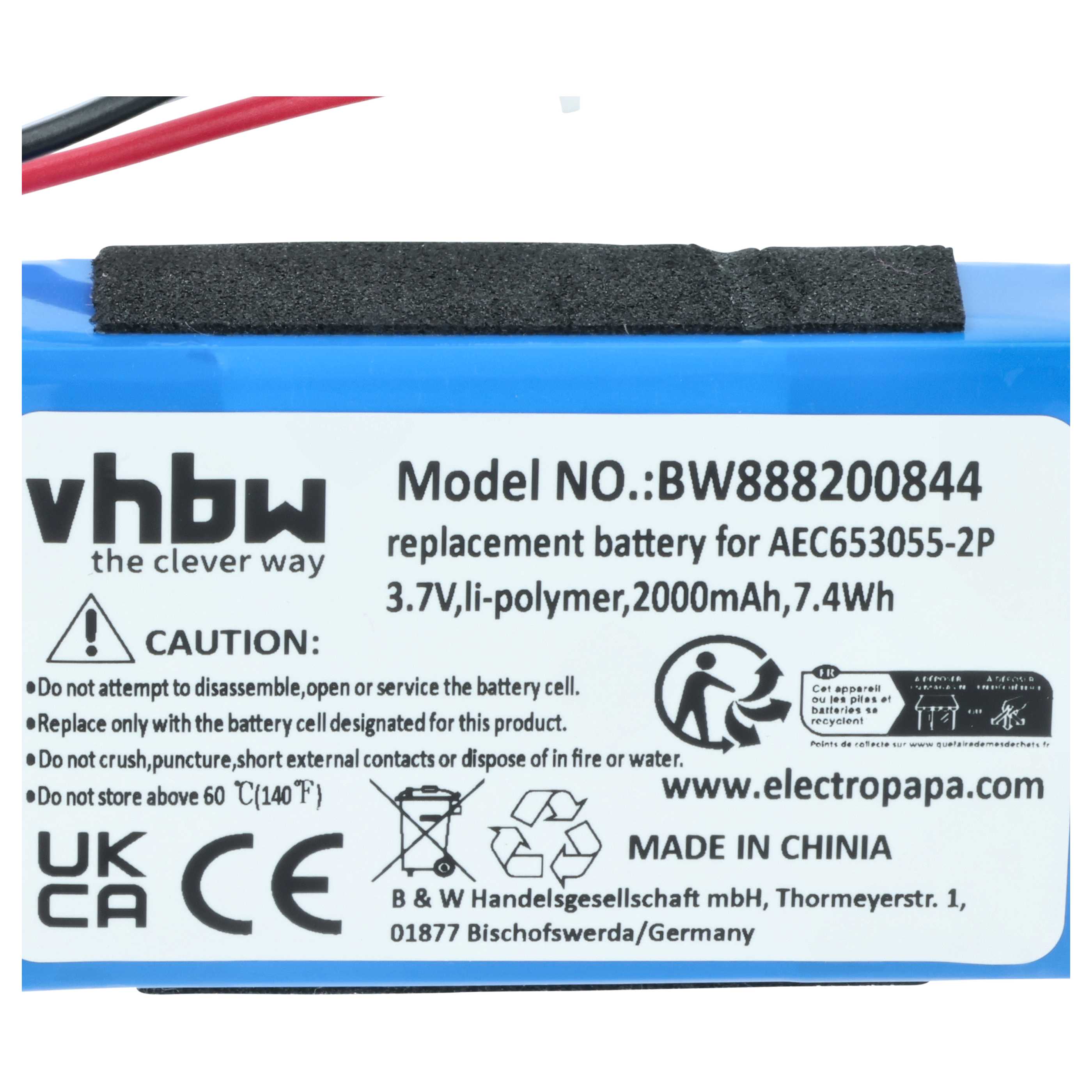 Akumulator do głośnika zamiennik JBL AEC653055-2P - LiPo 2000mAh