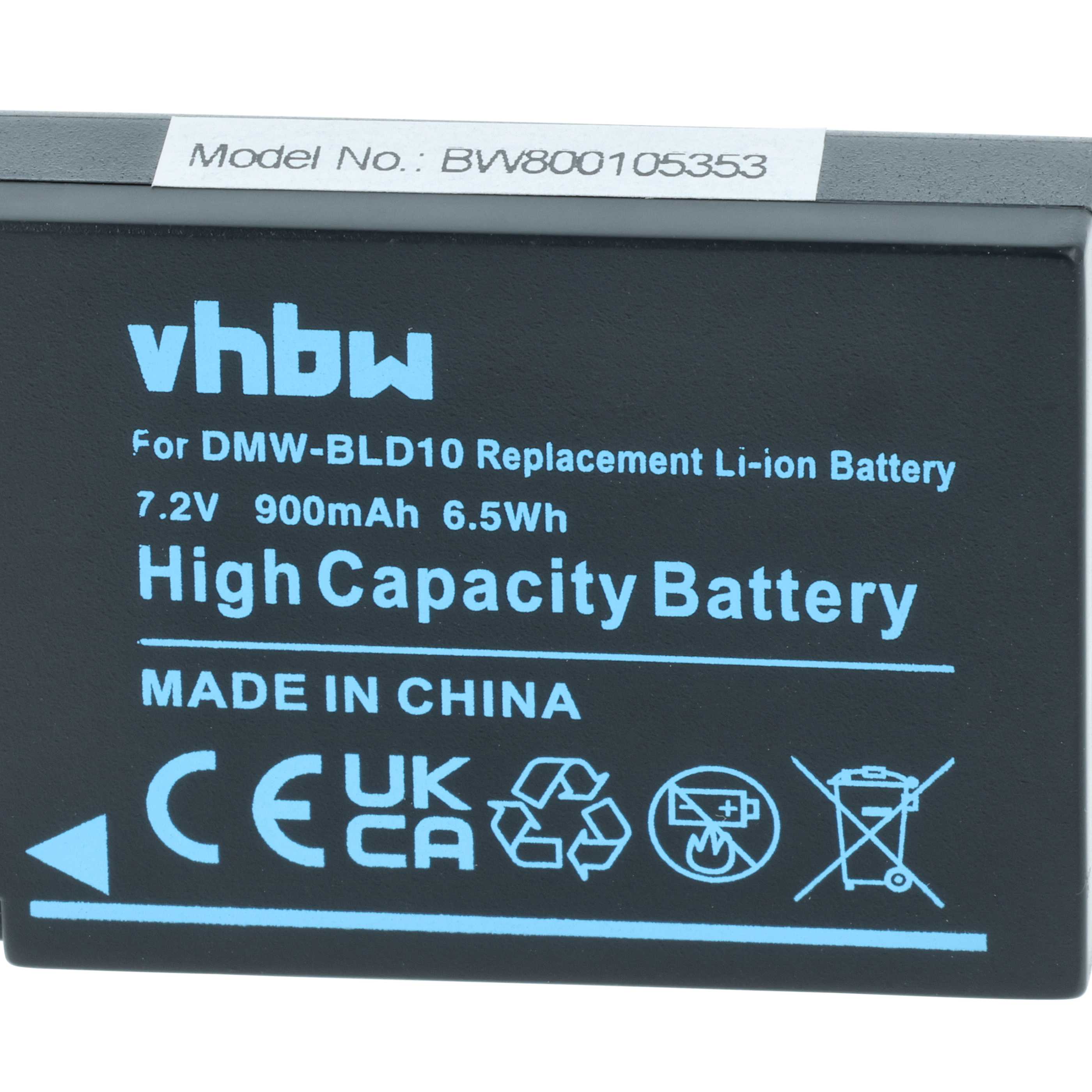 Battery replaces Panasonic DMW-BLD10, DMW-BLD10PP, DMW-BLD10E - 950mAh, 7.2V, Li-Ion with Info Chip