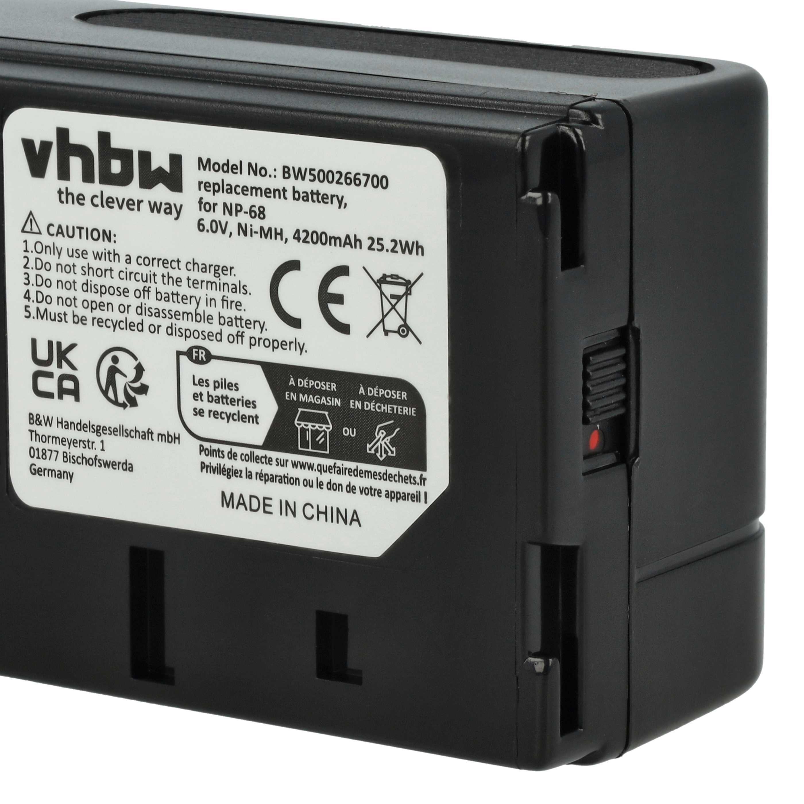 2x Battery replaces JVC BN-V65U, BN-V22U, BN-V25U, BN-V50U - 4200mAh, 6V, NiMH