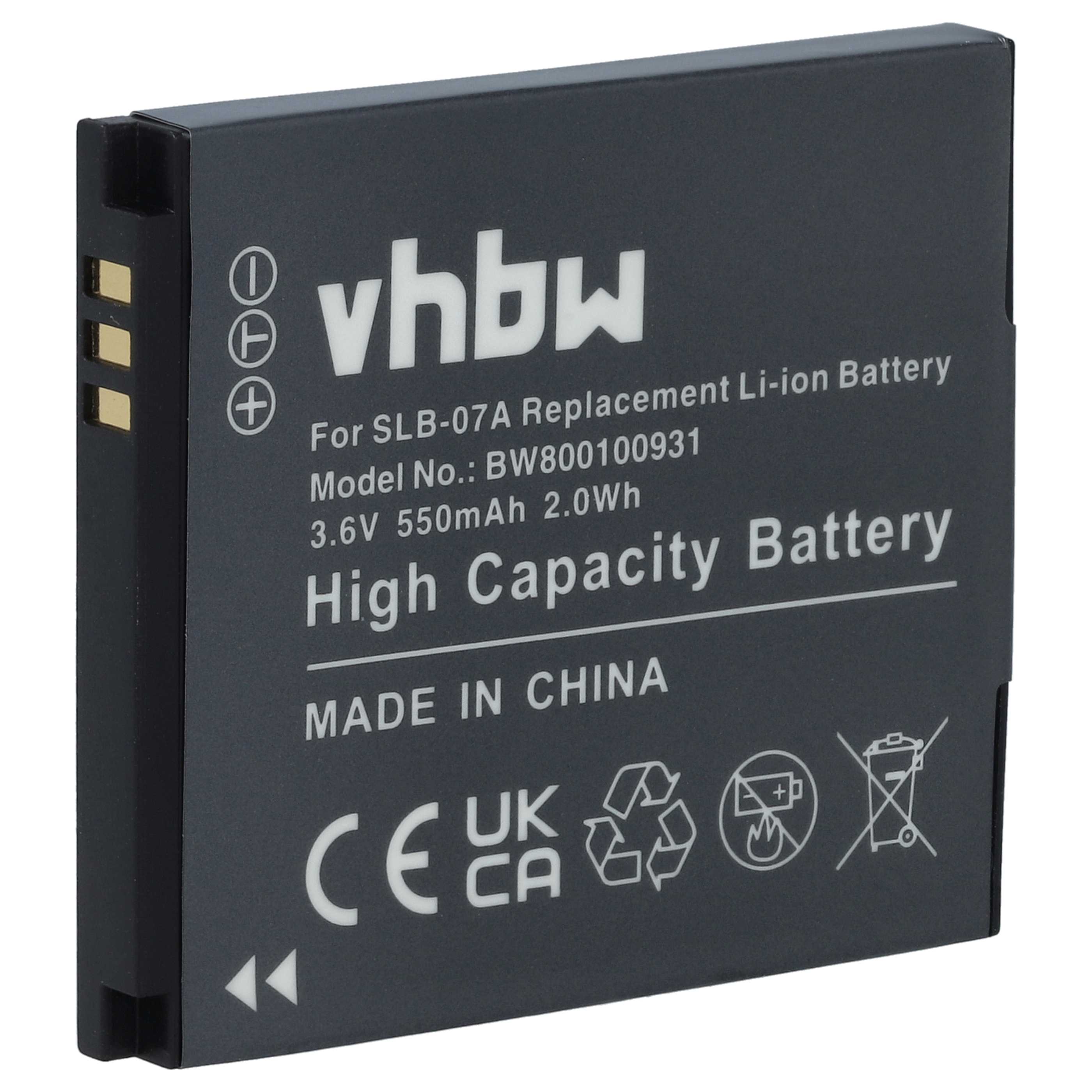 Batteria sostituisce Samsung SLB-07A, SLB-07B per fotocamera Samsung - 550mAh 3,6V Li-Ion