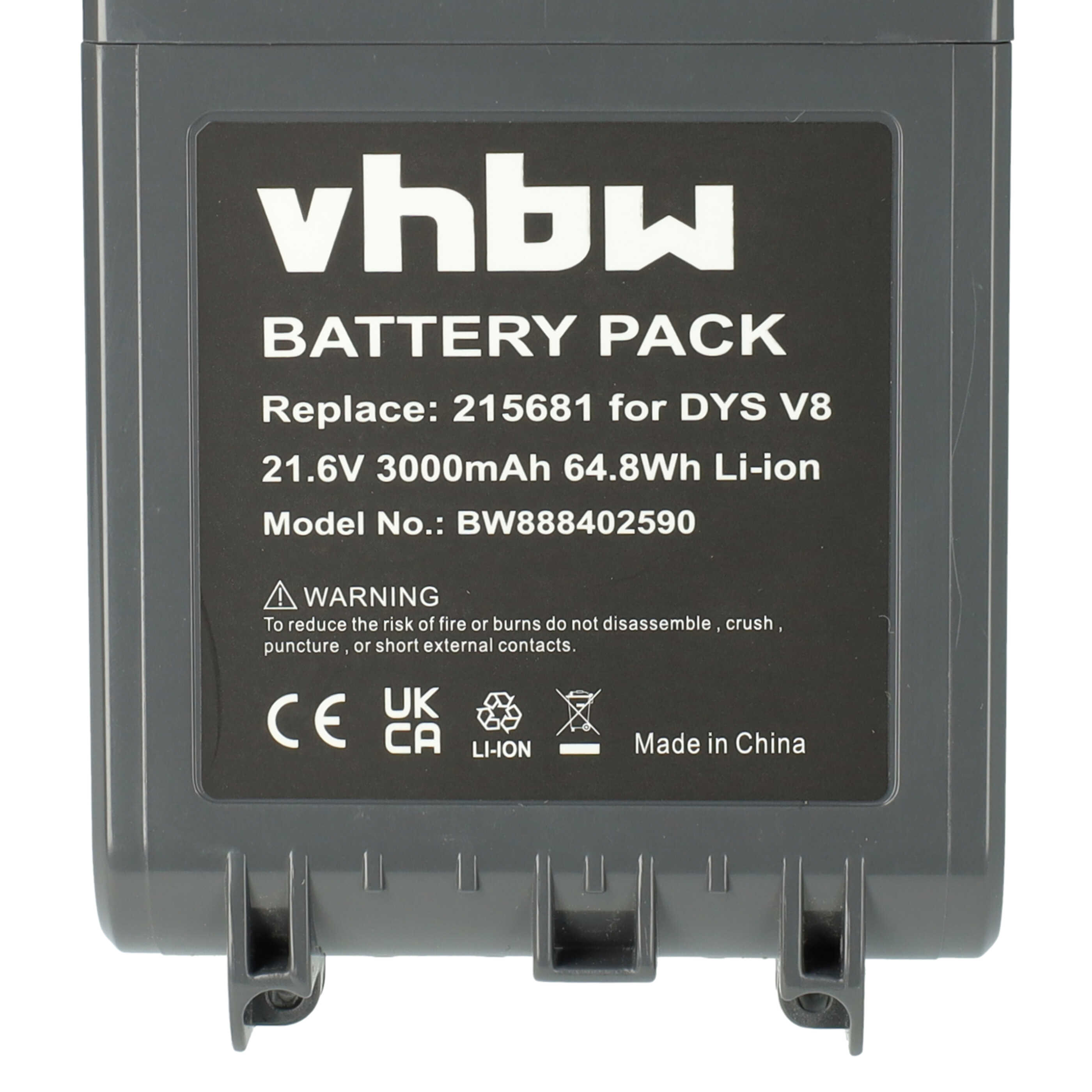 Batterie remplace Dyson 215967-01/02, 215681, 967834-02, 215866-01/02 pour aspirateur - 3000mAh 21,6V Li-ion