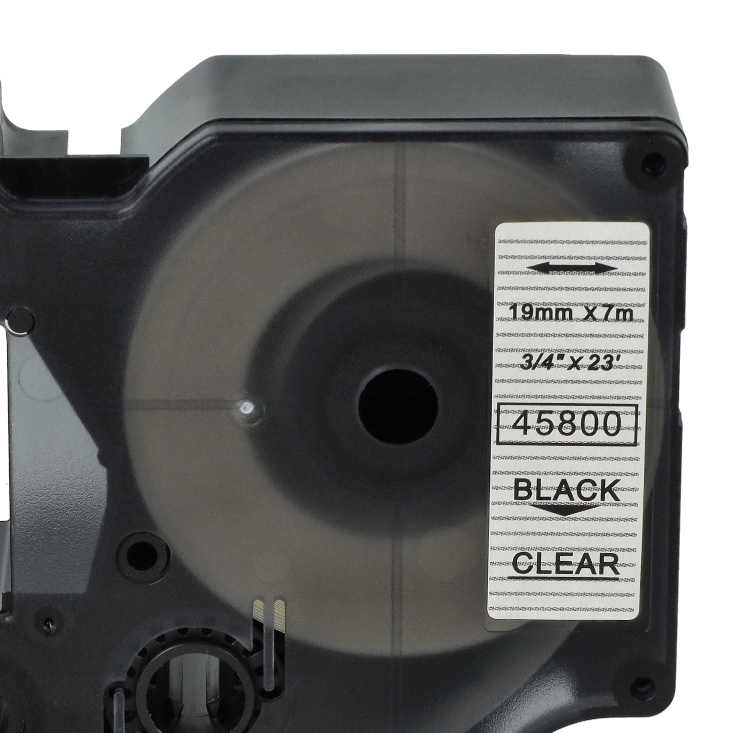 Label Tape replaces Dymo 45800, D1, S0720820 - 19 mm Black to Transparent