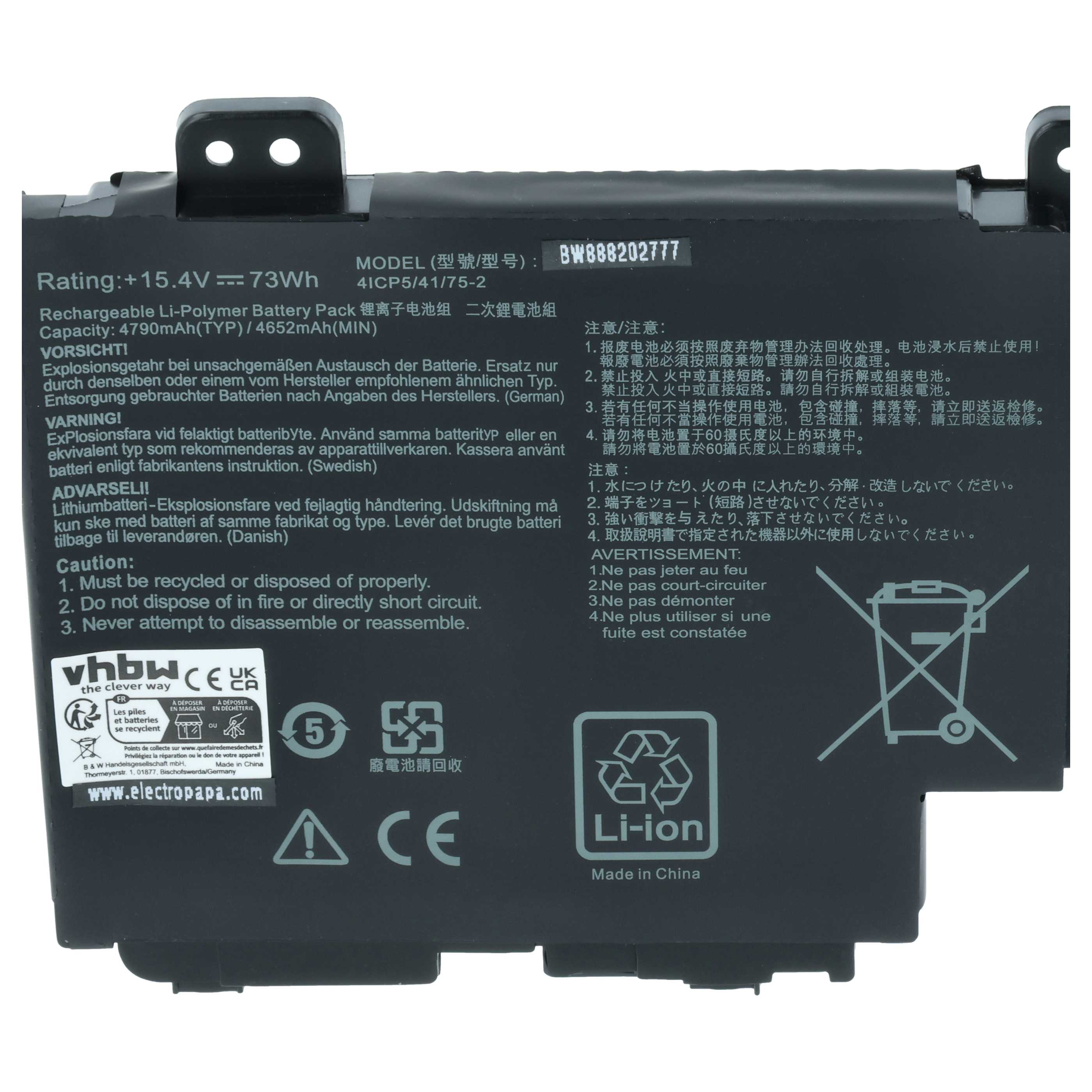 Akumulator do laptopa zamiennik Asus 0B200-02520000, C42PHCH, C42N1630 - 4650 mAh 15,4 V LiPo