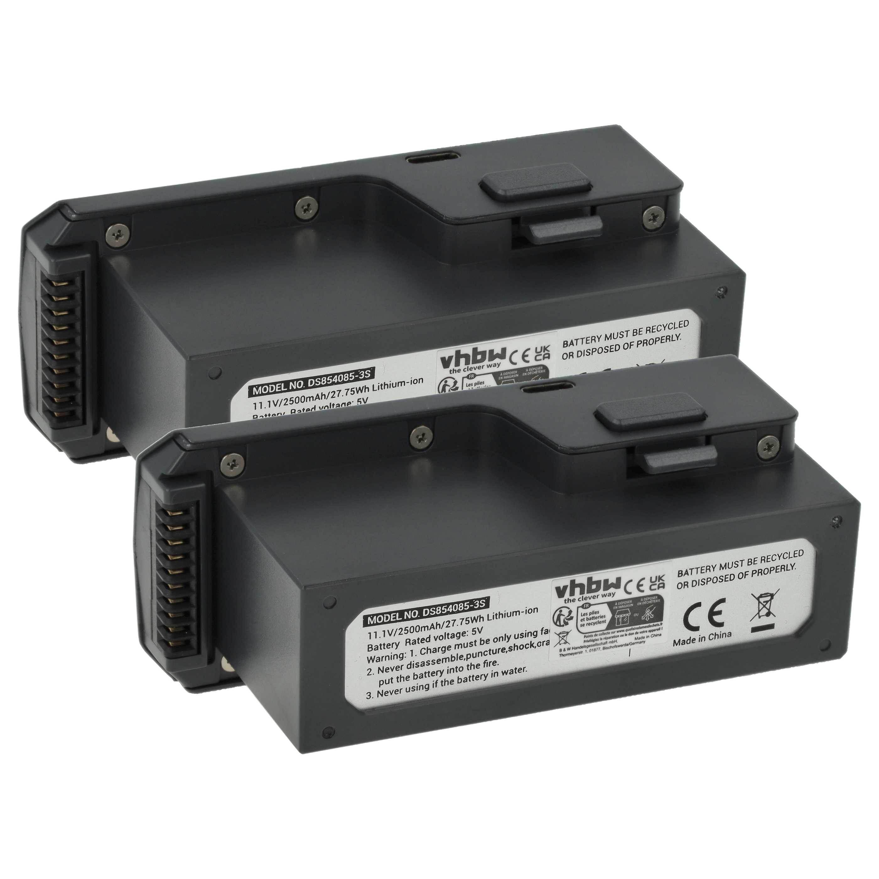 2x Batteries remplace SJ R/C DS854085-3S pour drone SJRC- 2500mAh 11,1V Li-ion