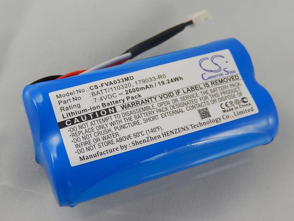 Batterie remplace Fresenius 179033-R2, 179033-R0, 110320-O, 179033 pour appareil médical - 2600mAh 7,4V Li-ion