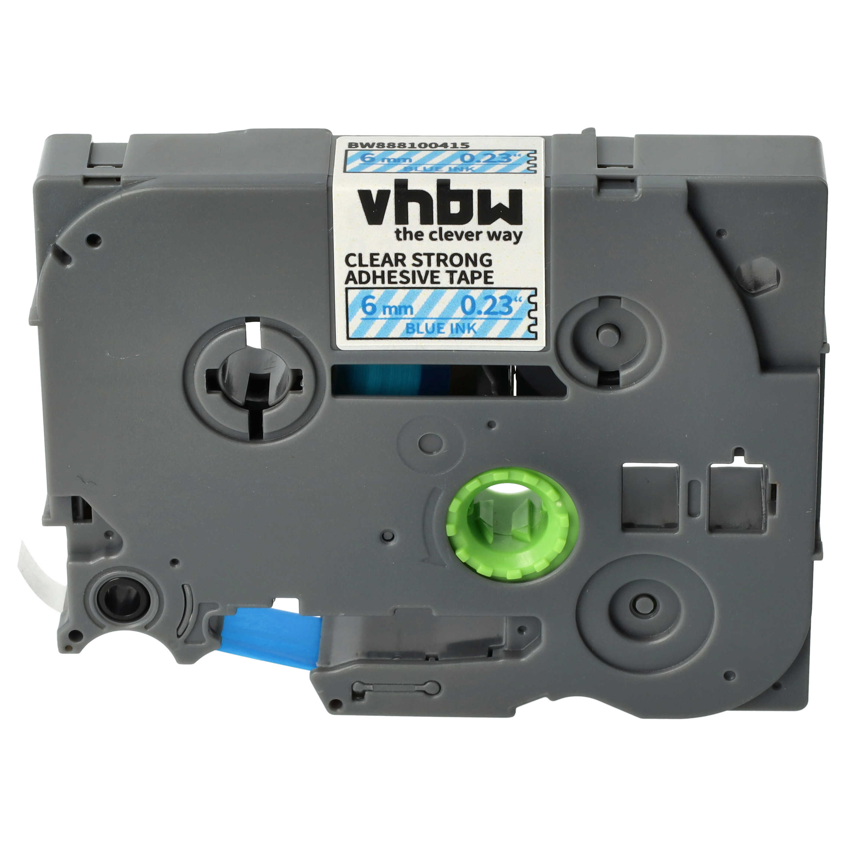 Cassette à ruban remplace Brother TZE-113 - 6mm lettrage Bleu ruban Transparent