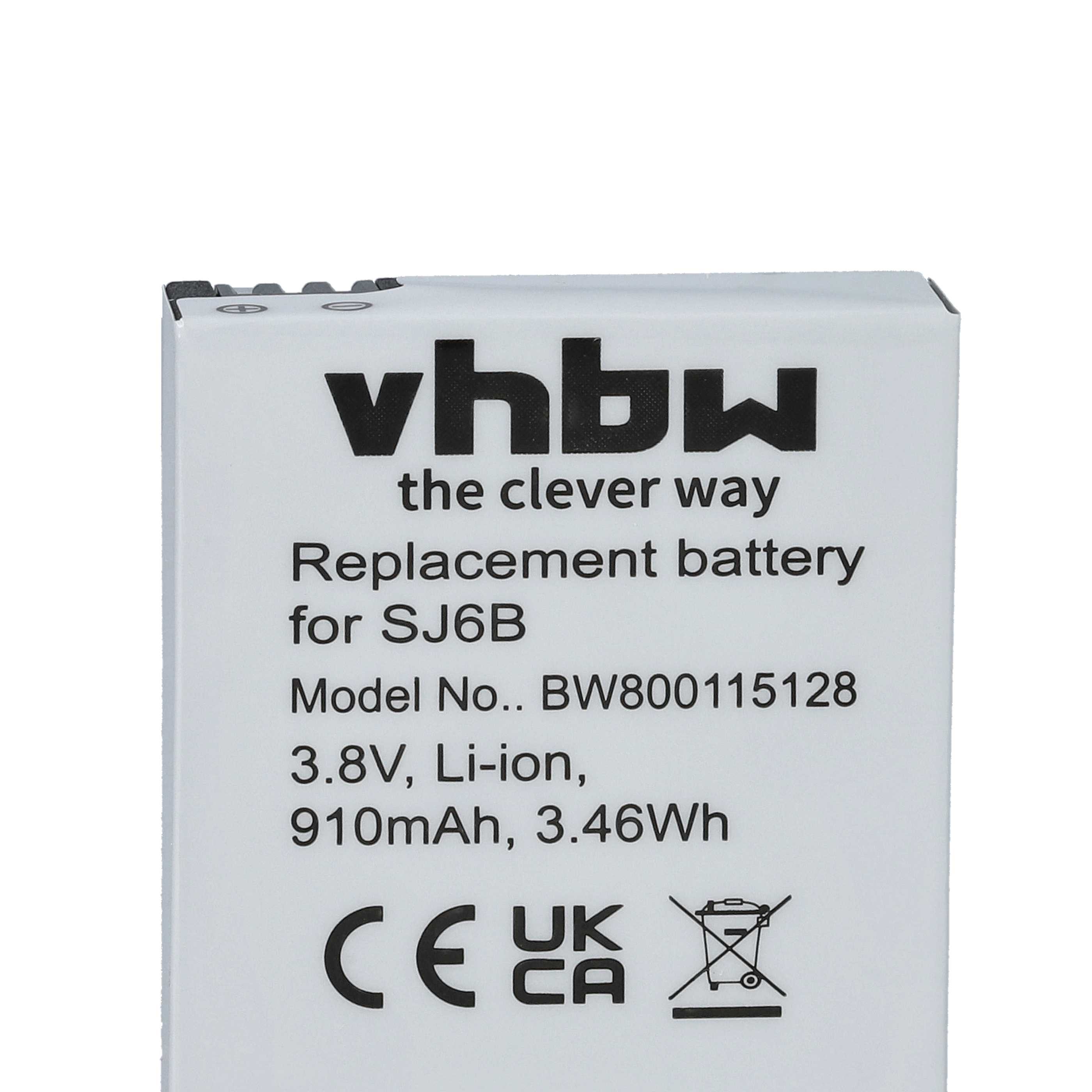 Videocamera 3x Battery replaces SJCam SJ6B - 910 mAh 3.8 V Li-Ion