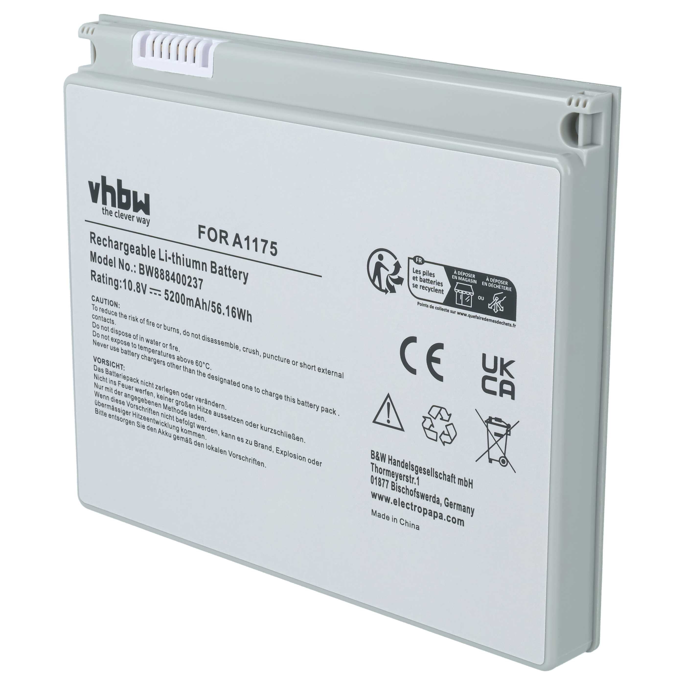 Akumulator do laptopa zamiennik Apple A1405, A1148, A1175, A1150, M9325, M9756, A1121 - 5200 mAh 10,8 V LiPo