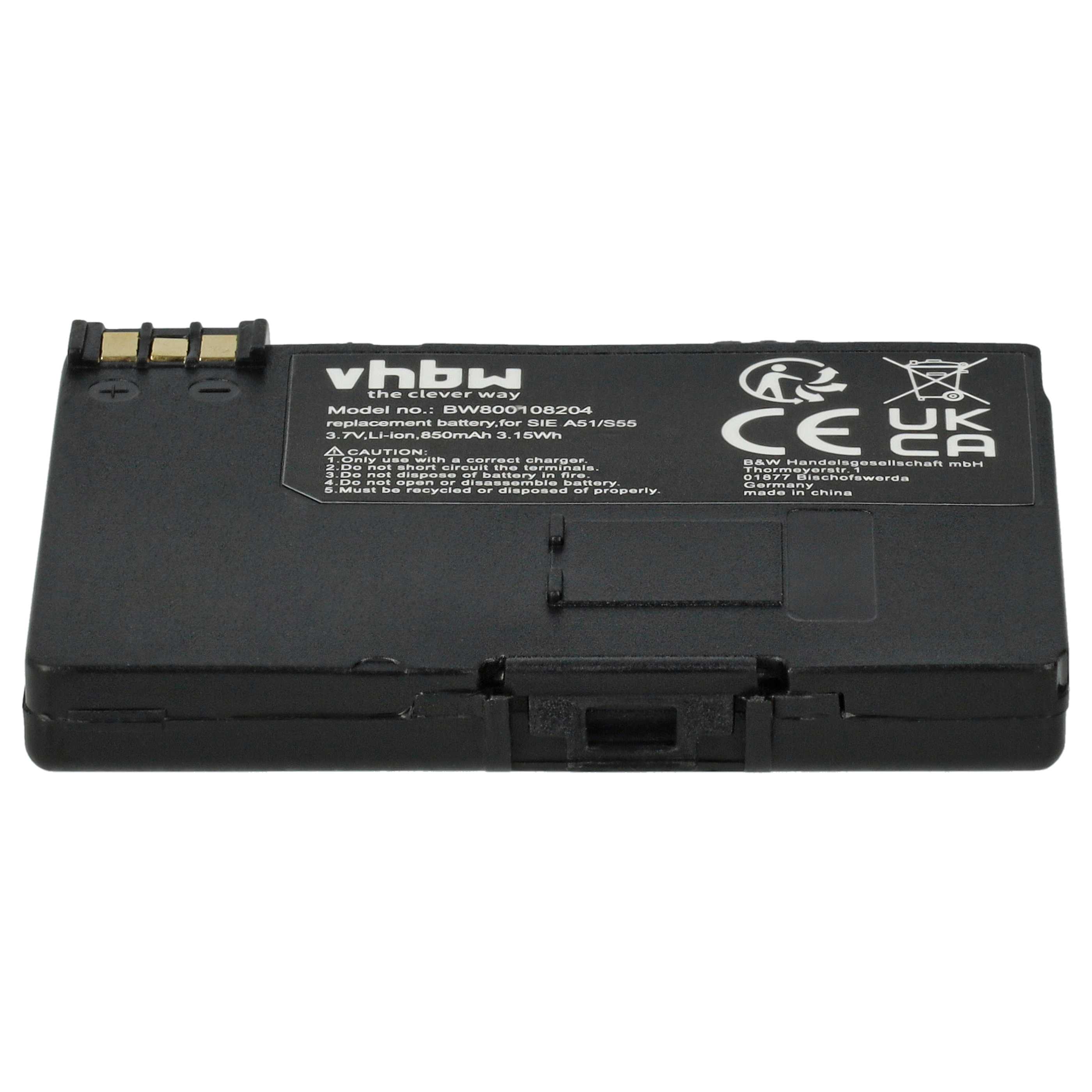 Batteria per telefono sostituisce EBA-510, L36145-K1310-X401, BASIC56 Swisscom - 850mAh 3,7V Li-Ion