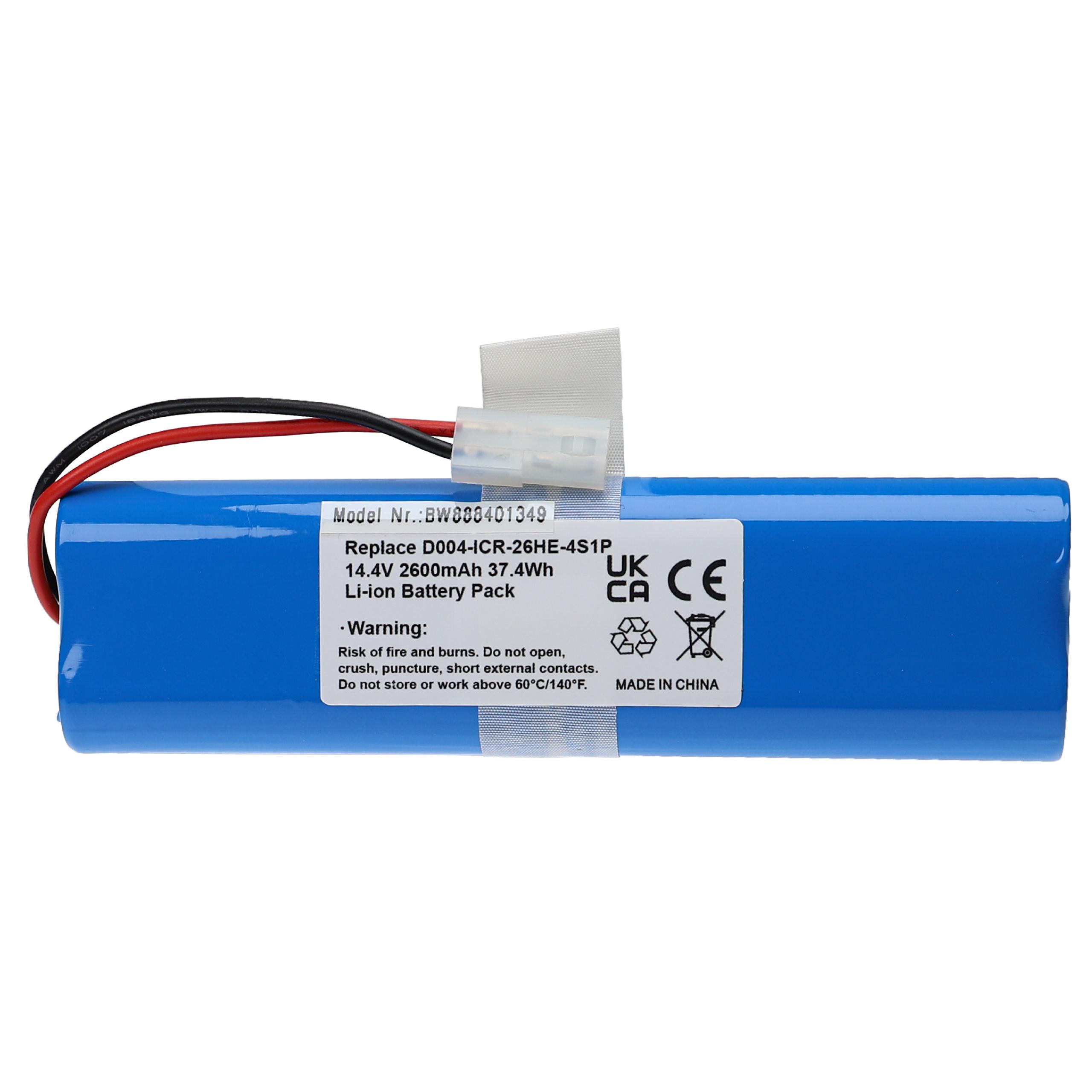 Batterie remplace 360 D004-ICR-26HE-4S1P pour robot aspirateur - 2600mAh 14,4V Li-ion