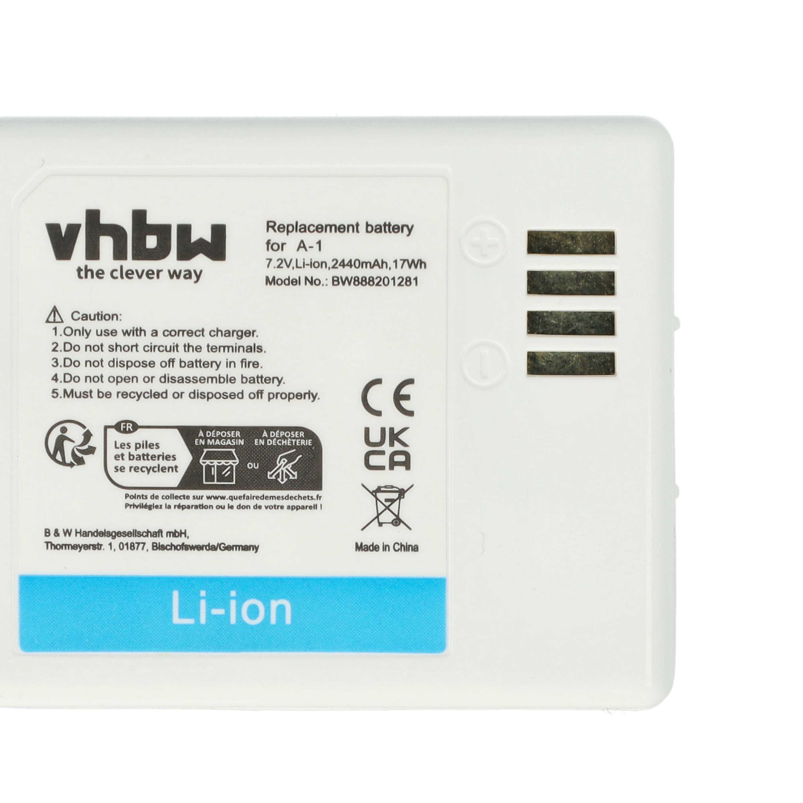 Knopfkamera-Akku als Ersatz für Netgear / Arlo A-1B, 308-10047-01, A-1, 308-10029-01 - 2200mAh 7,2V Li-Ion