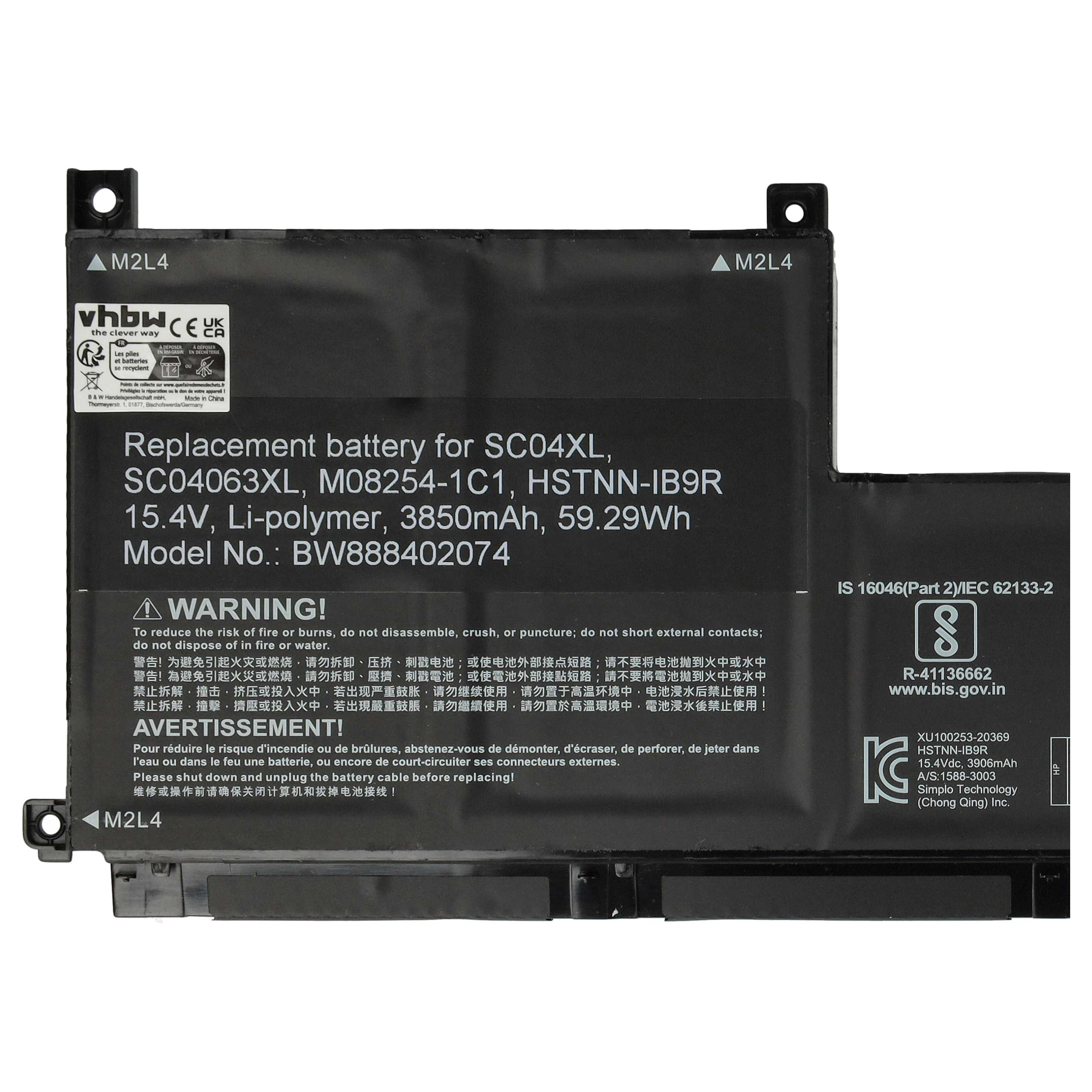 Akumulator do laptopa zamiennik HP SC04XL, SC04063XL, M08254-1C1, HSTNN-IB9R - 3850 mAh 15,4 V LiPo