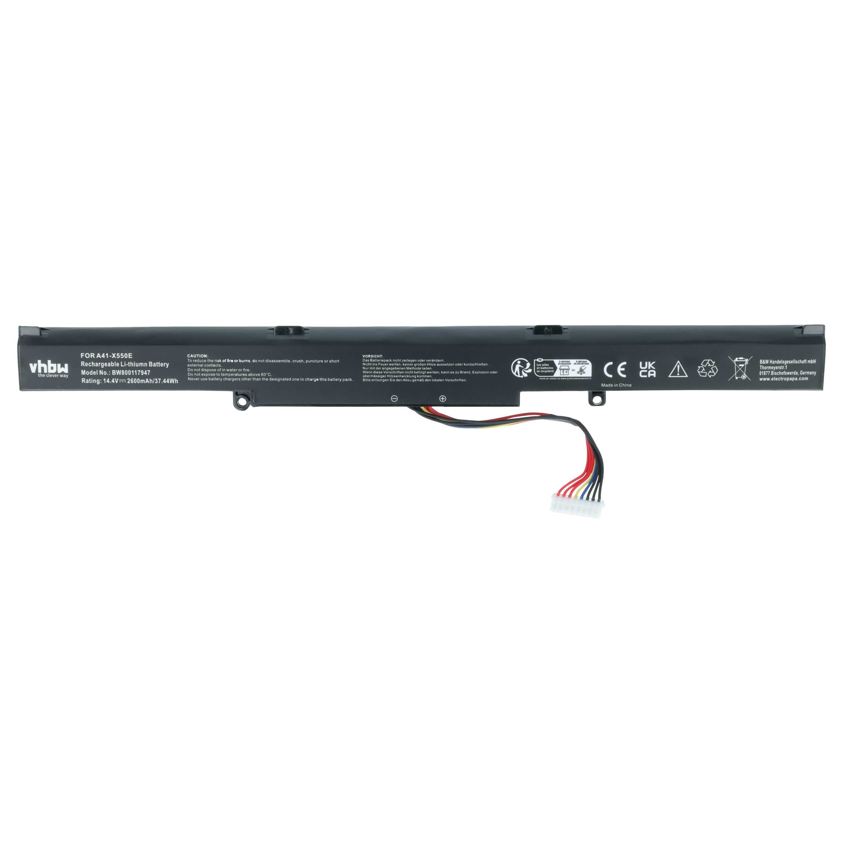 Batteria sostituisce Asus 0B110-00220000, 0B110-00220100 per notebook - 2600mAh 14,4V Li-Ion nero