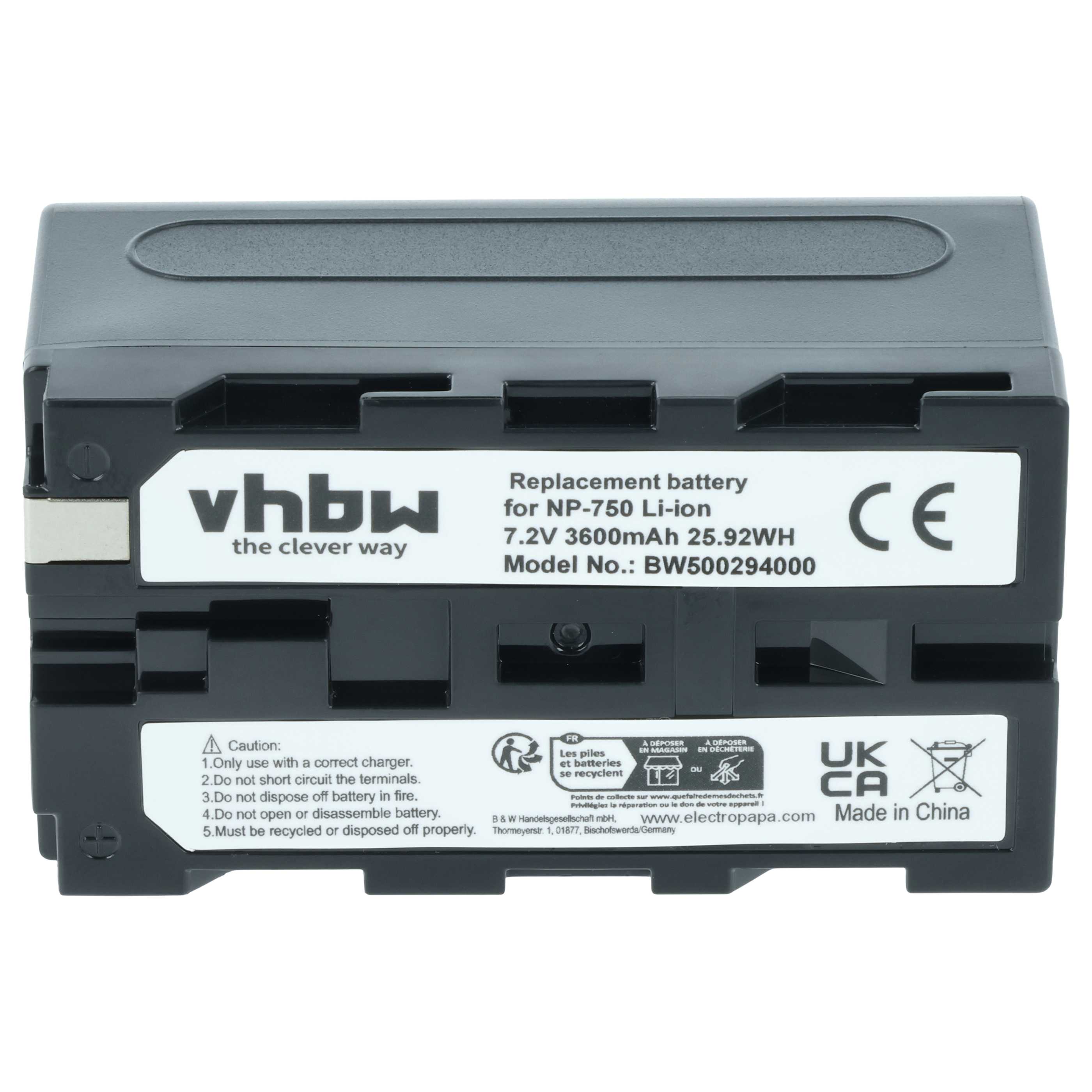 Batteria per videocamera sostituisce Grundig BP-10, BP-9, BP-8 - 3600mAh 7,2V Li-Ion