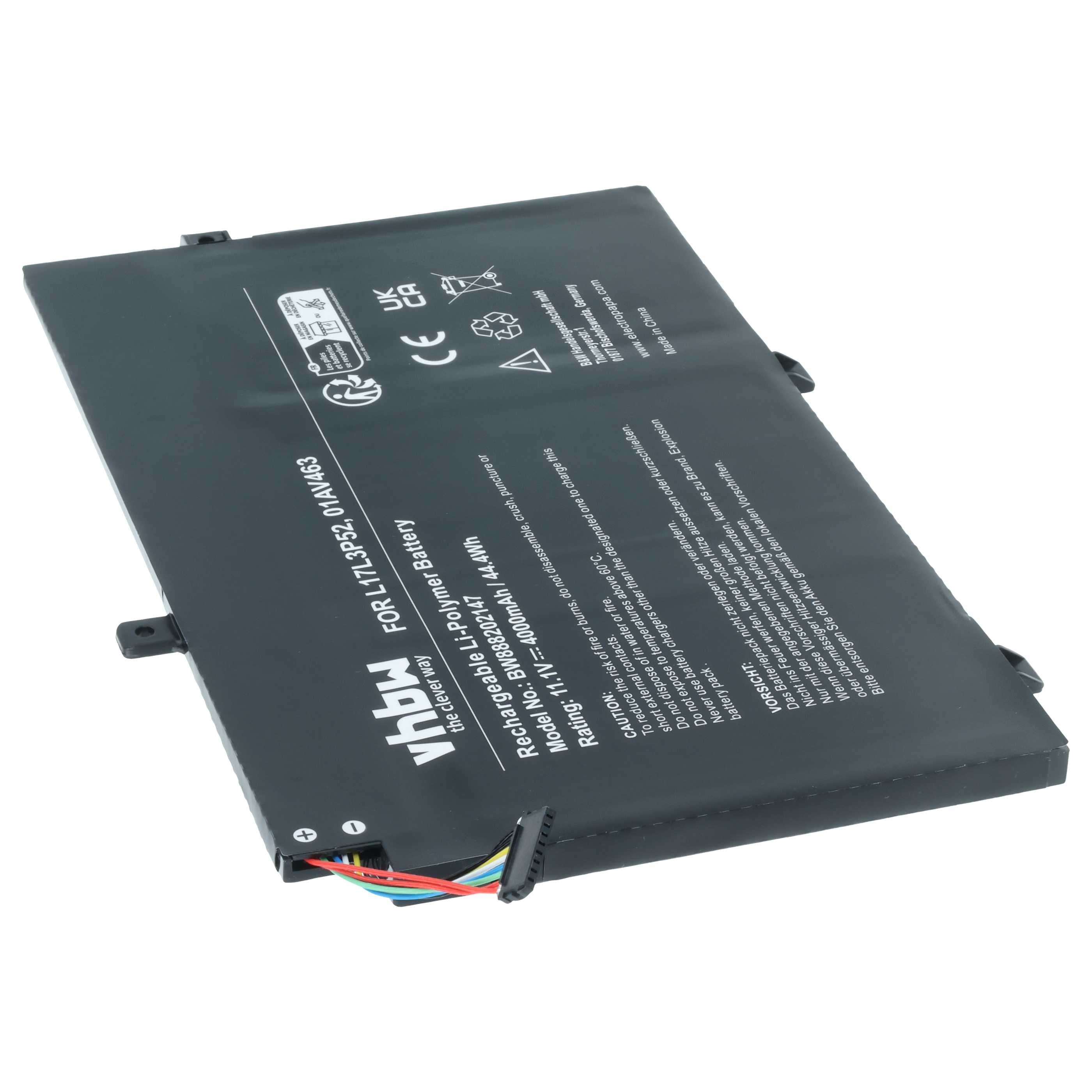Akumulator do laptopa zamiennik Lenovo 01AV463, 5B10W13894, L17L3P52 - 4000 mAh 11,1 V LiPo, czarny