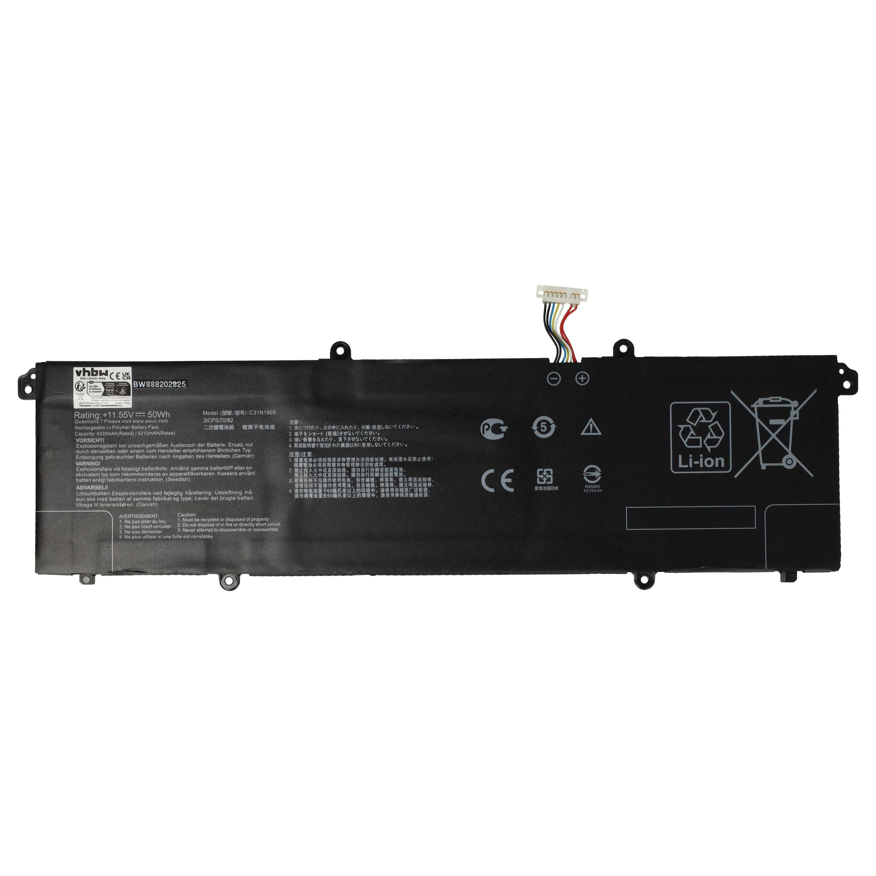 Notebook Battery Replacement for Asus C31N1905, 0B200-03580200 - 4250 mAh 11.55 V Li-polymer