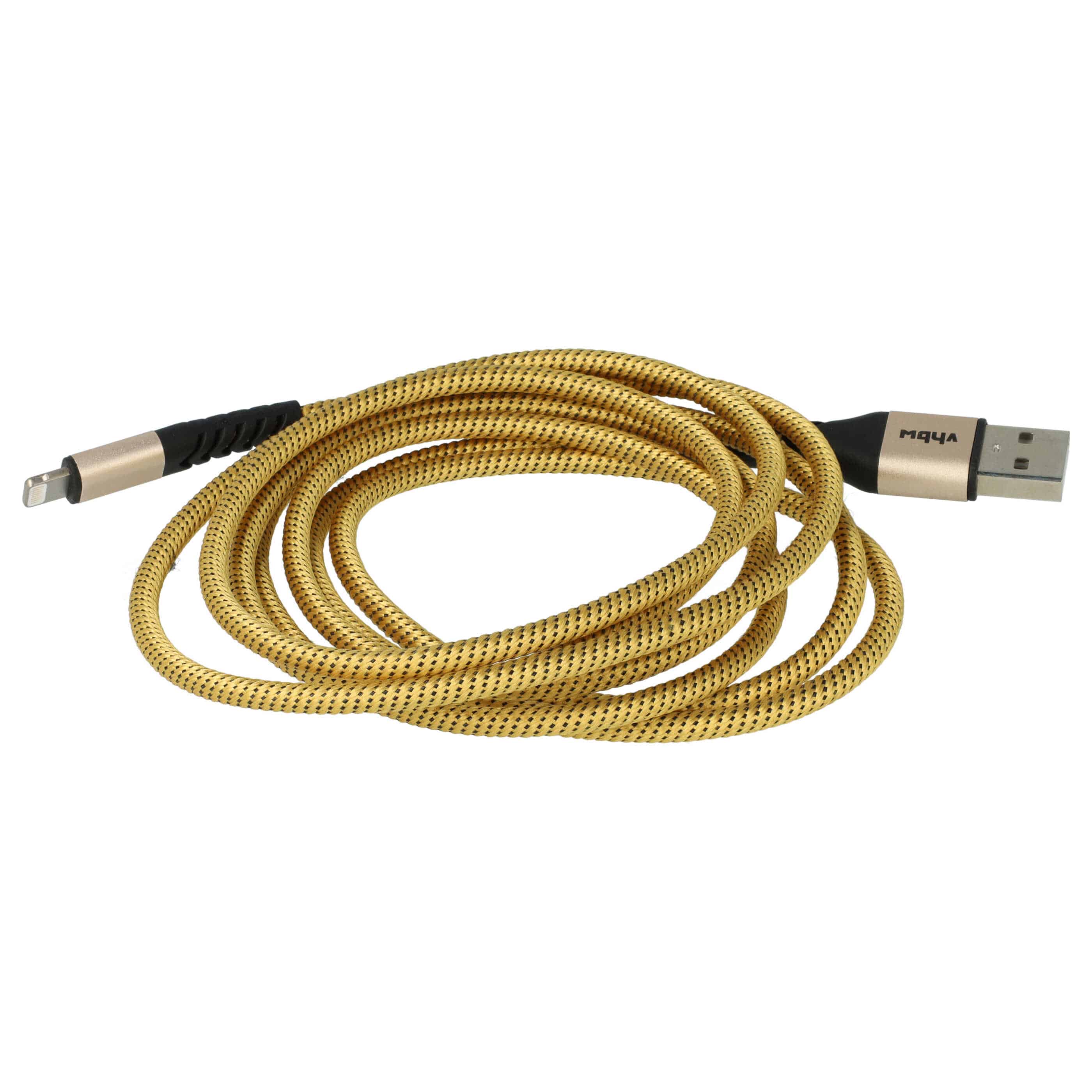 2x Lightning Cable - USB A suitable for 1.Generation Apple AirPods Apple iOS - Yellow Black, 180cm