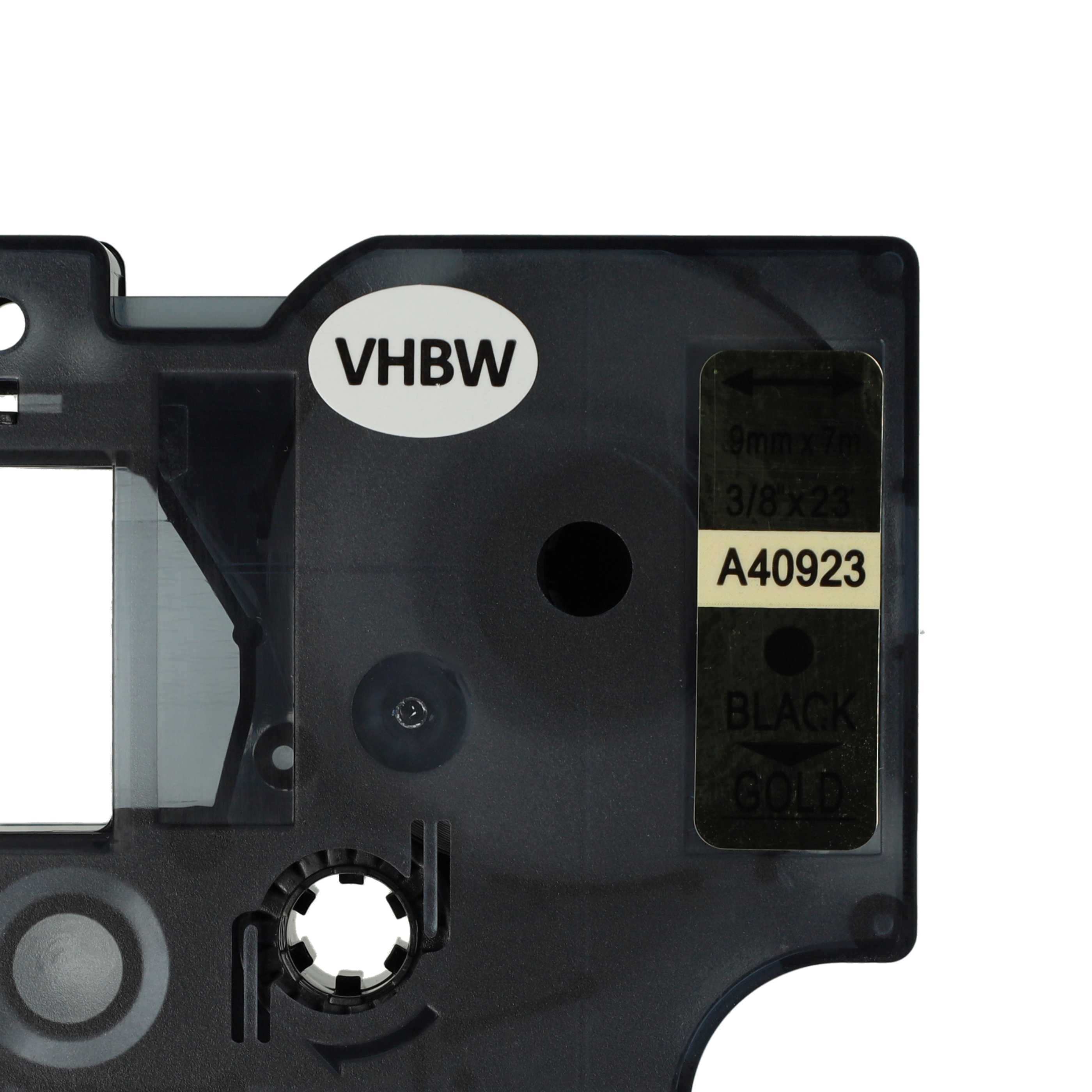 Label Tape replaces Dymo D1, 40923 - 9 mm Black to Gold