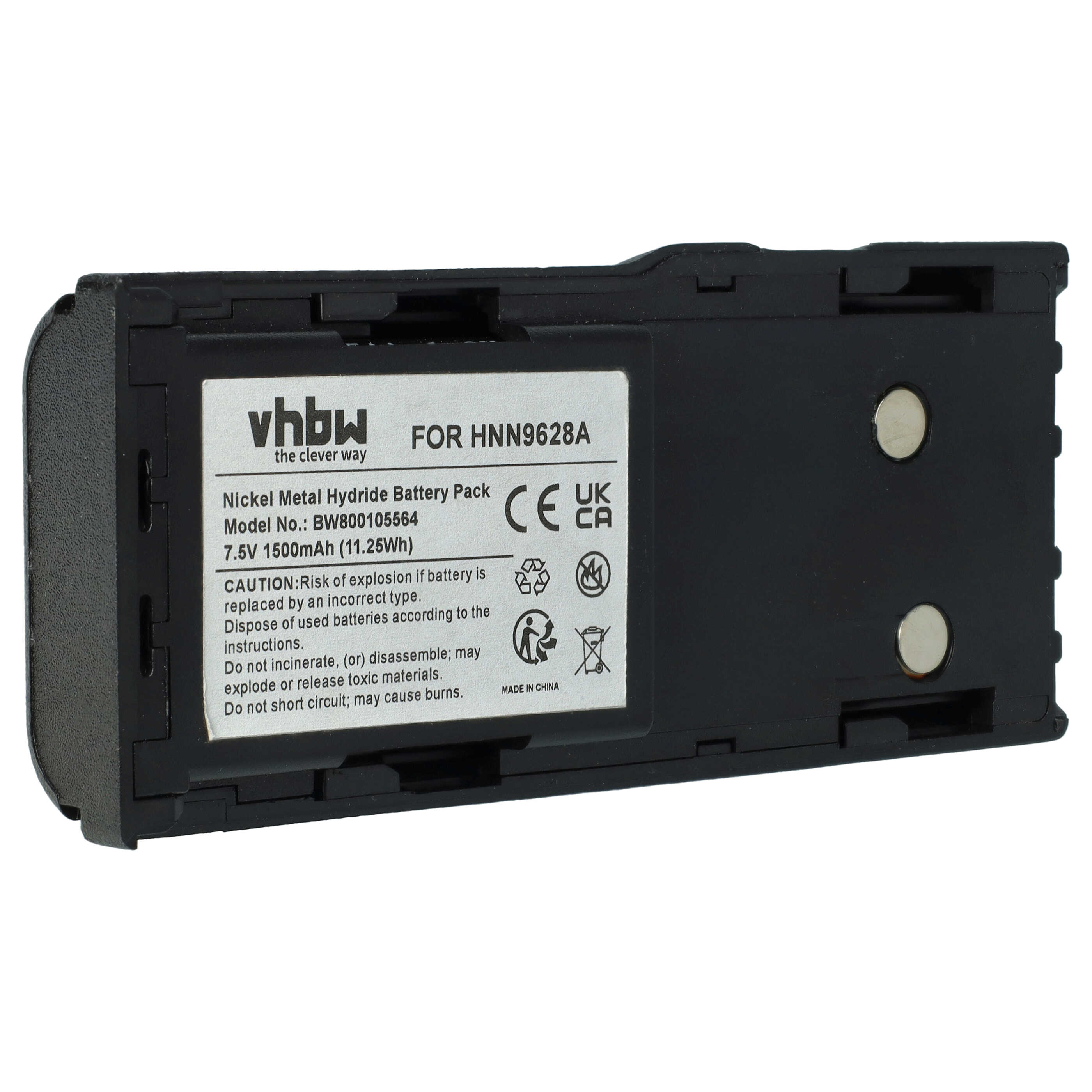 Radio Battery Replacement for Motorola HNN8133C, HNN9628A, HNN8308A, HNN9628 - 1500mAh 7.5V NiMH + Belt Clip