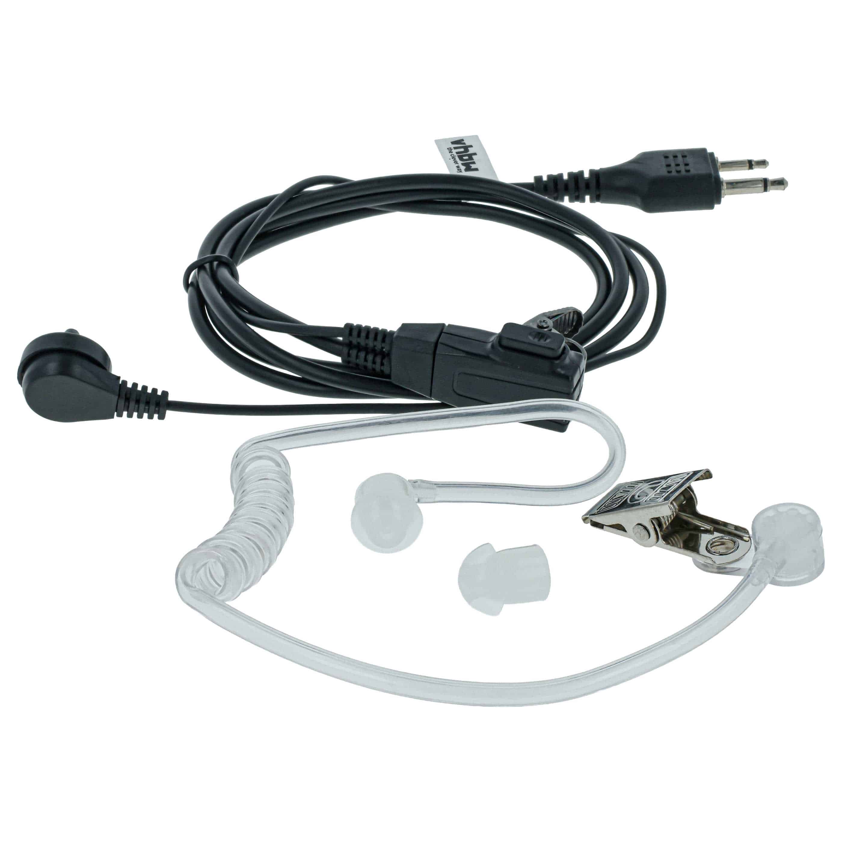 Security Radio Headset suitable for Icom IC-24AT - with PTT Microphone + Clip Mount + Phono Cable