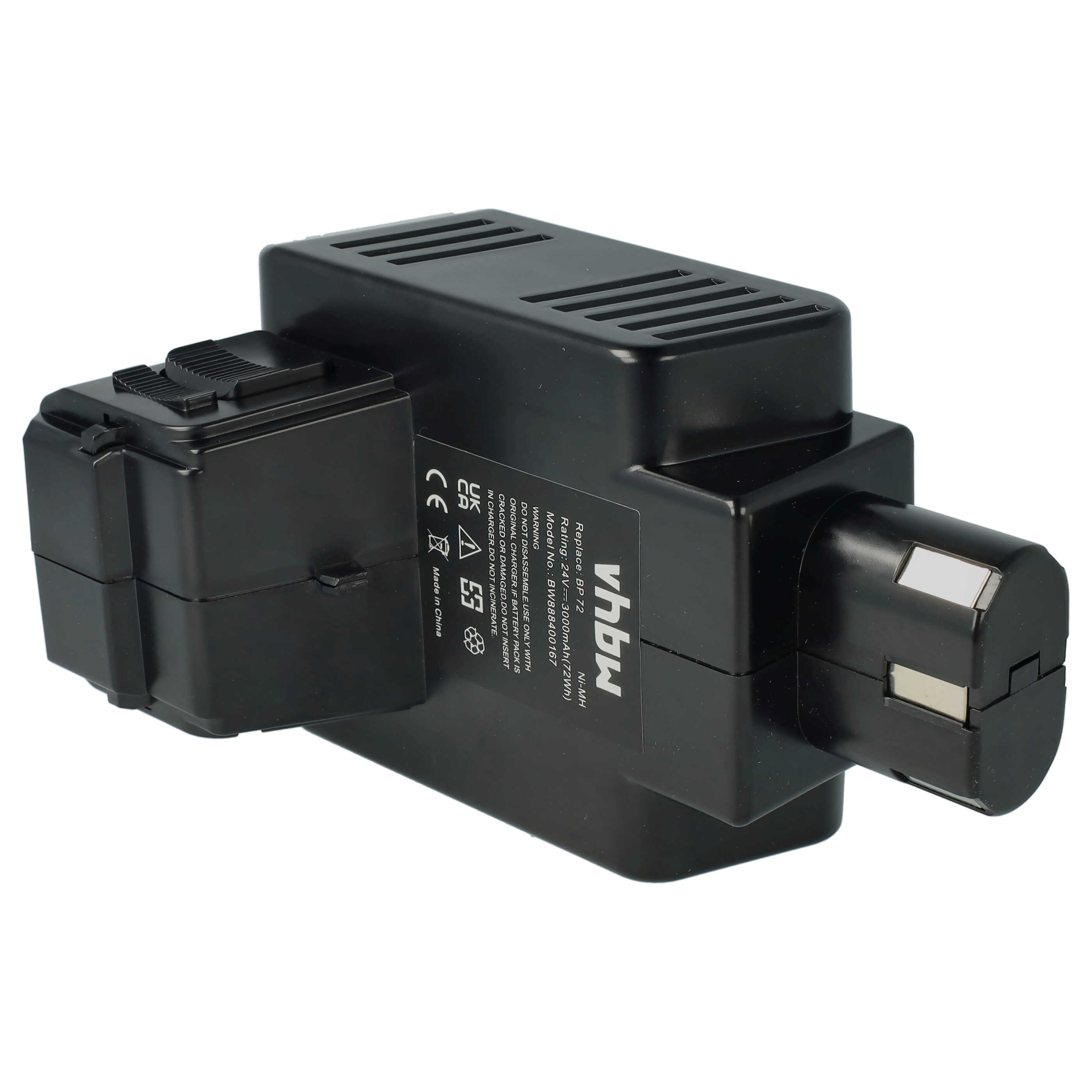3x Battery replaces Hilti BP72, BP60, 331530, BP40 Electric Power Tool - 3000 mAh, 24 V, NiMH