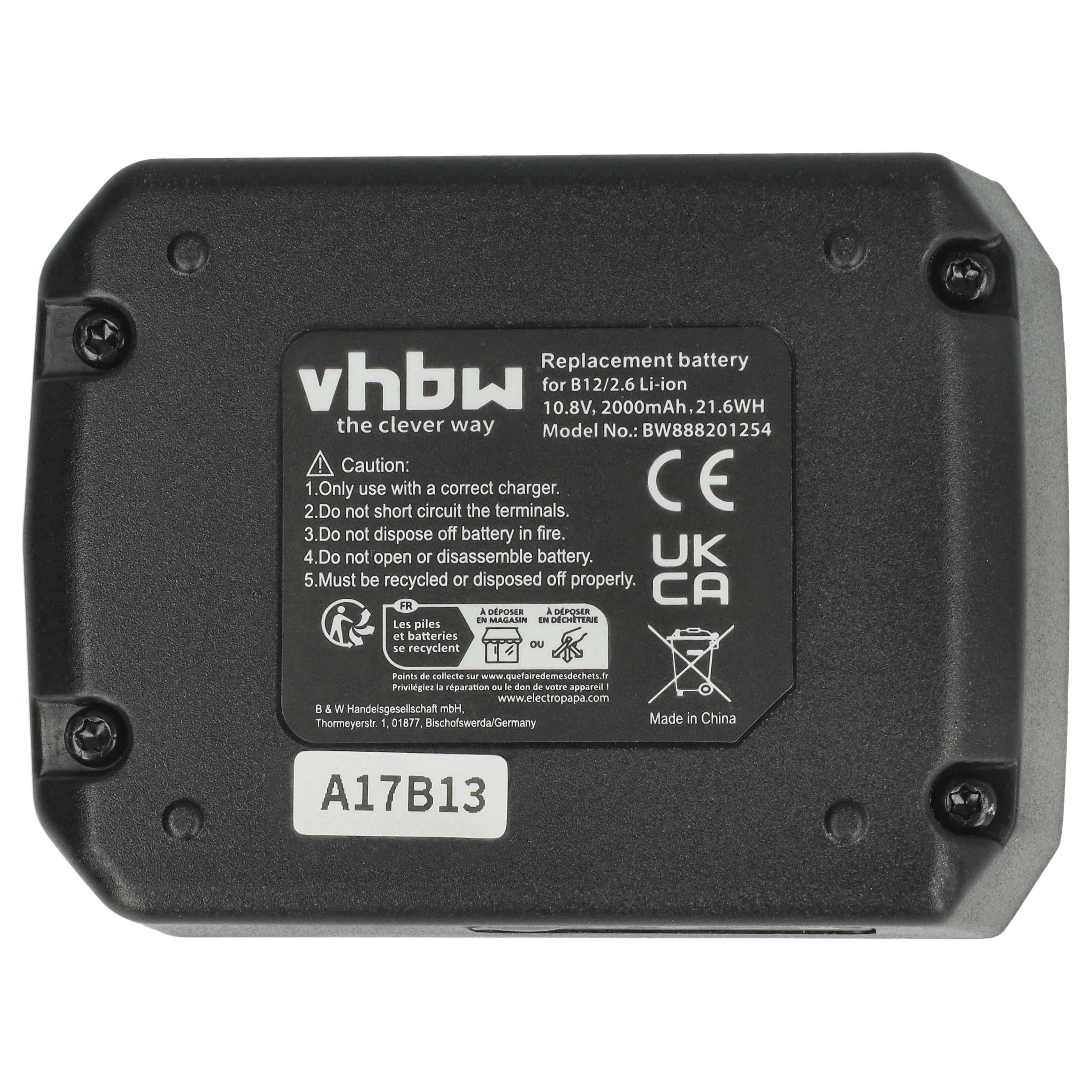 Batteria sostituisce Hilti B 12/4.0, B 12/2.6 per attrezzo - 2000mAh 10,8V Li-Ion