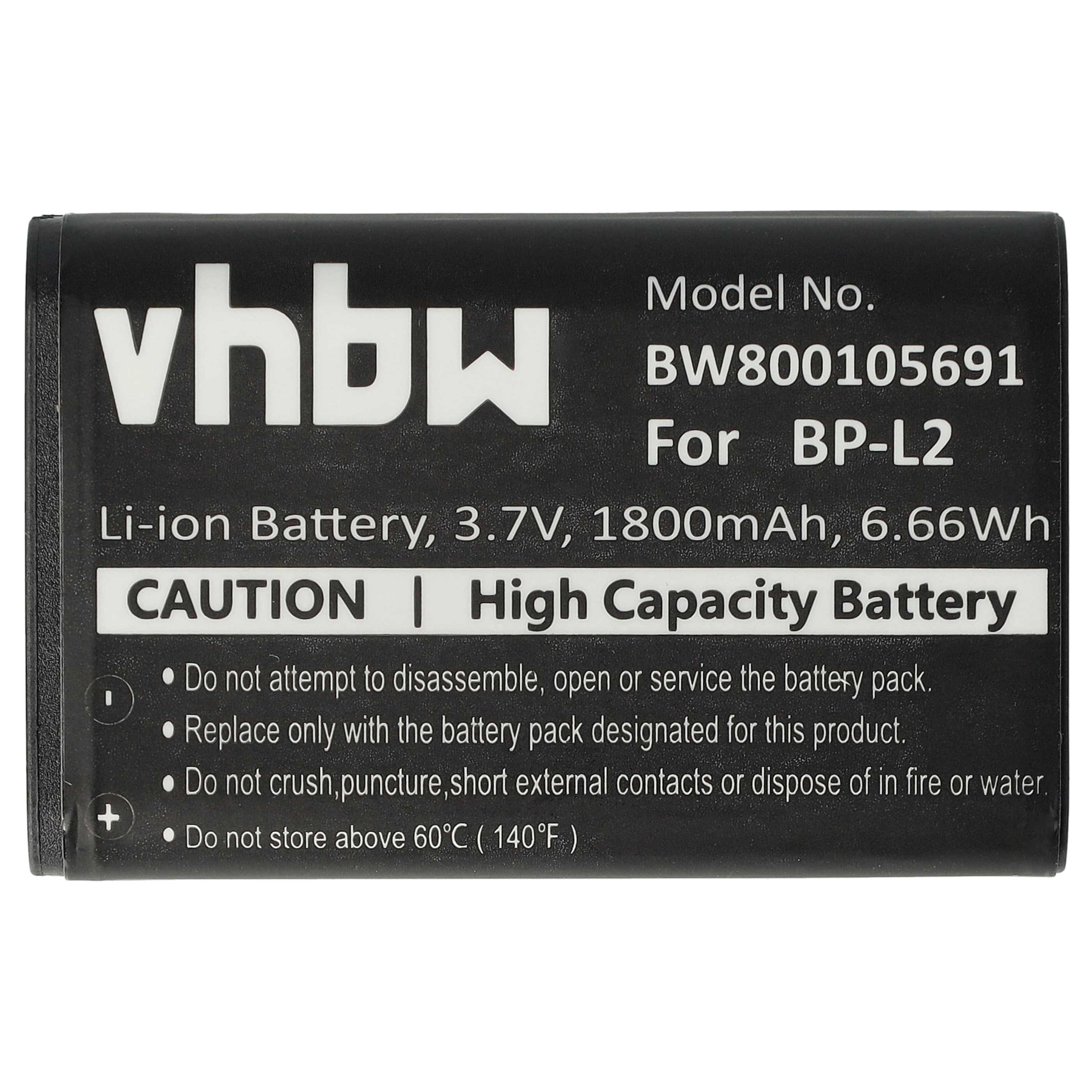 Dictaphone Battery replaces BP-L2 - 1800 mAh 3.7 V Li-Ion