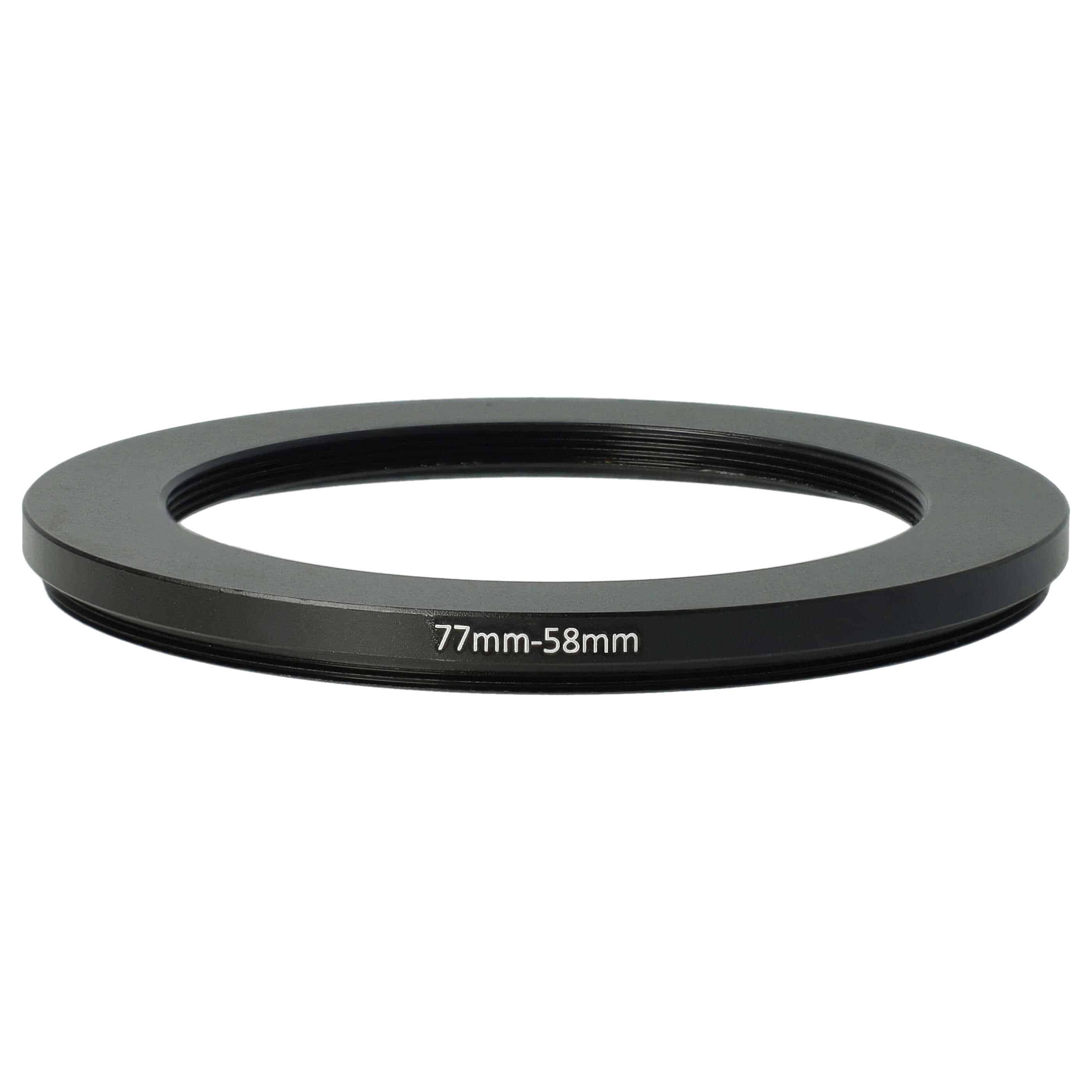 Step-Down-Ring Adapter von 77 mm auf 58 mm passend für Kamera Objektiv - Filteradapter, Metall, schwarz