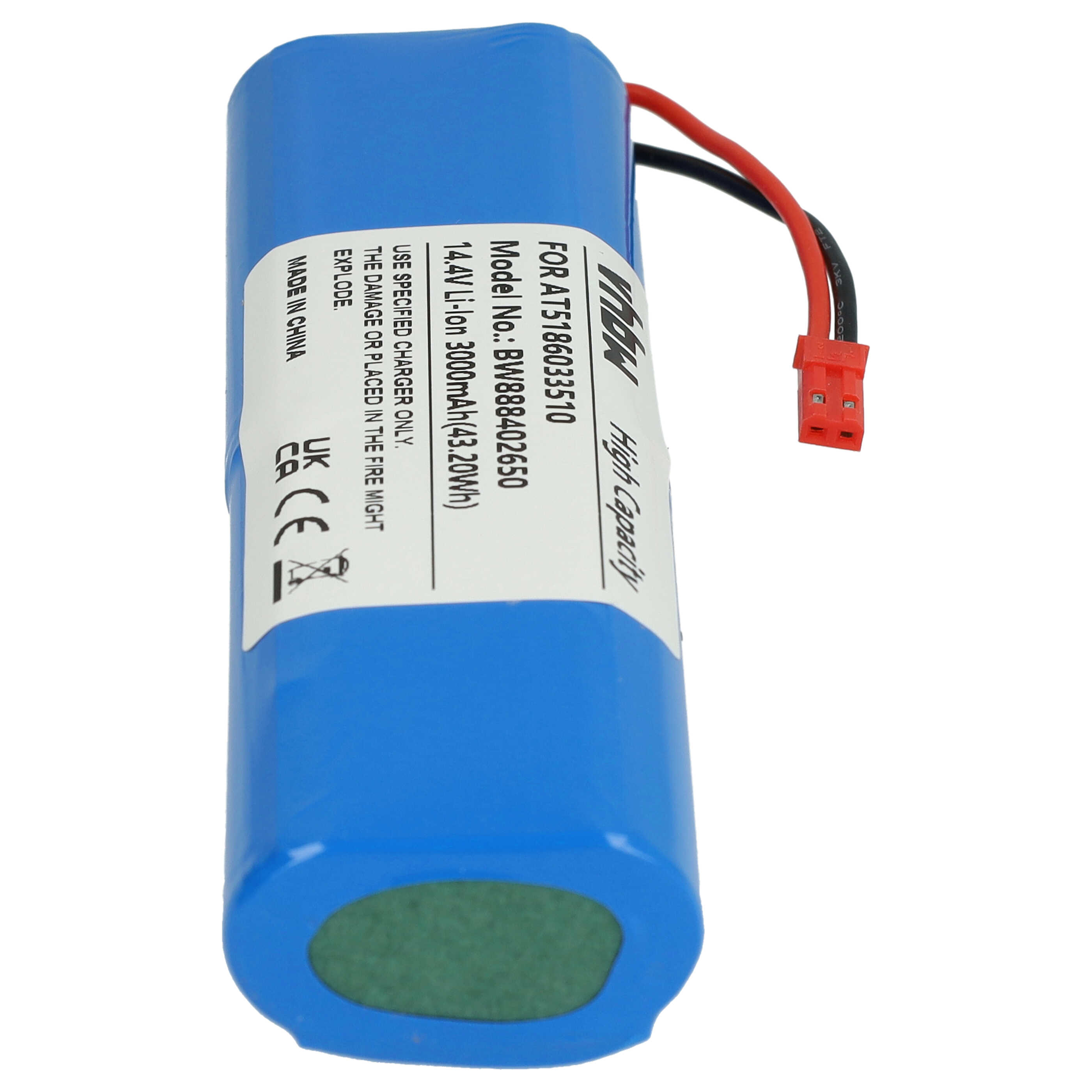 Batterie remplace Ariete AT5186033510 pour robot aspirateur - 3000mAh 14,4V Li-ion
