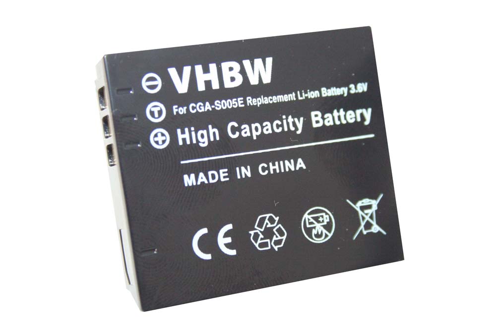 Battery Replacement for Panasonic CGA-S005, DMW-BCC12, CGA-S005E/1B, CGA-S005E - 750mAh, 3.6V, Li-Ion