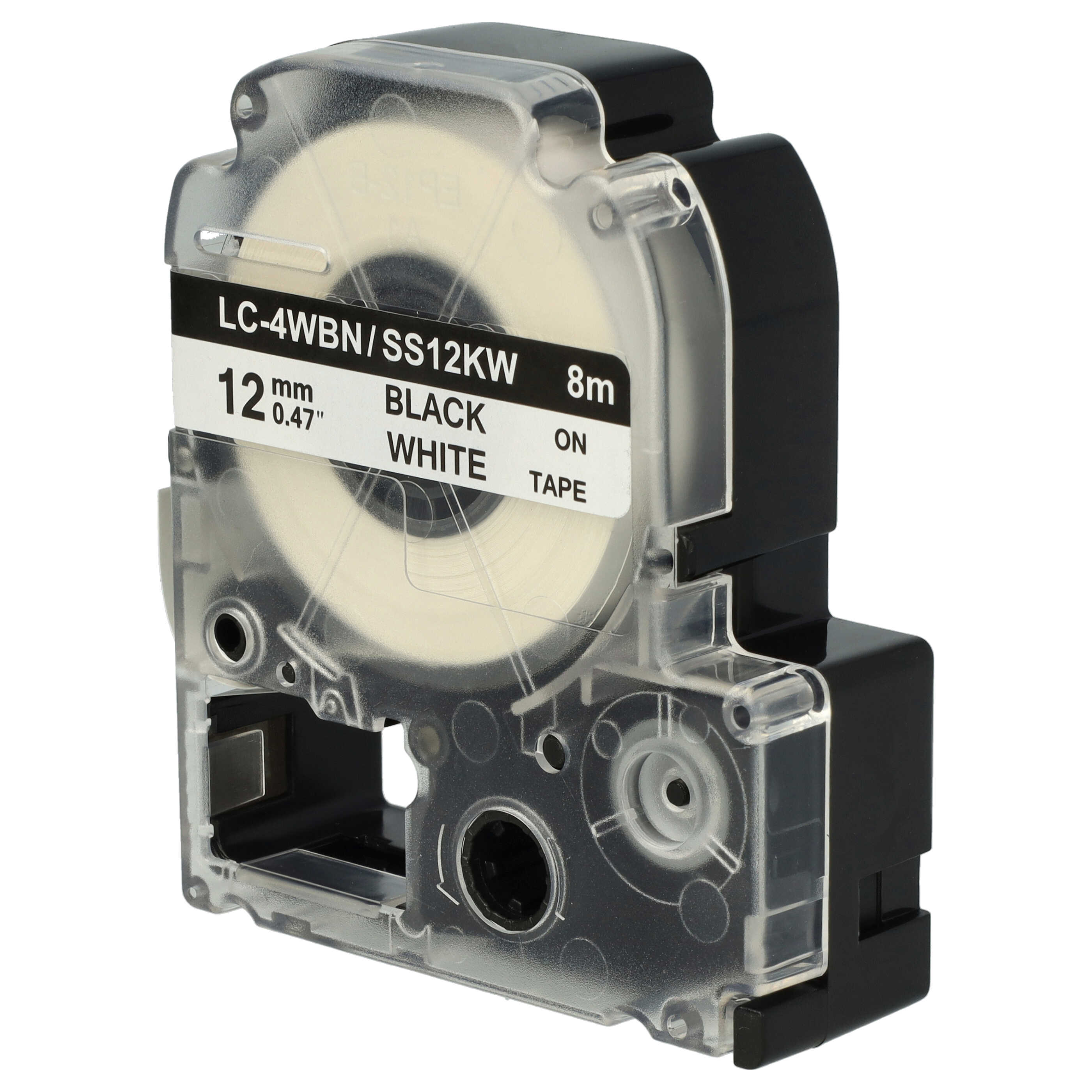 10x Cassettes à ruban remplacent Epson SS12KW, LC-4WBN - 12mm lettrage Noir ruban Blanc