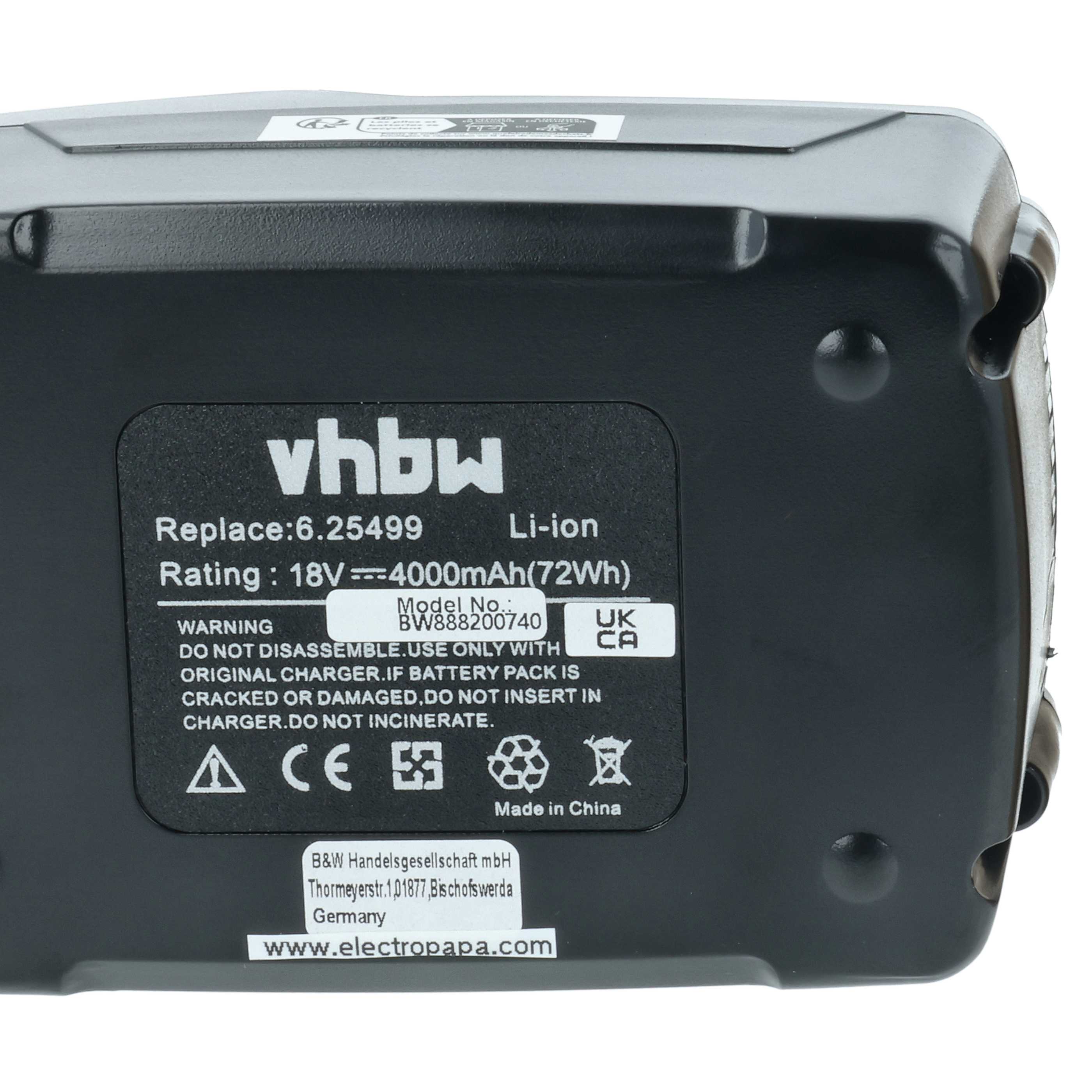 Batteria sostituisce Gesipa GES1679689 per attrezzo - 4000mAh 18V Li-Ion