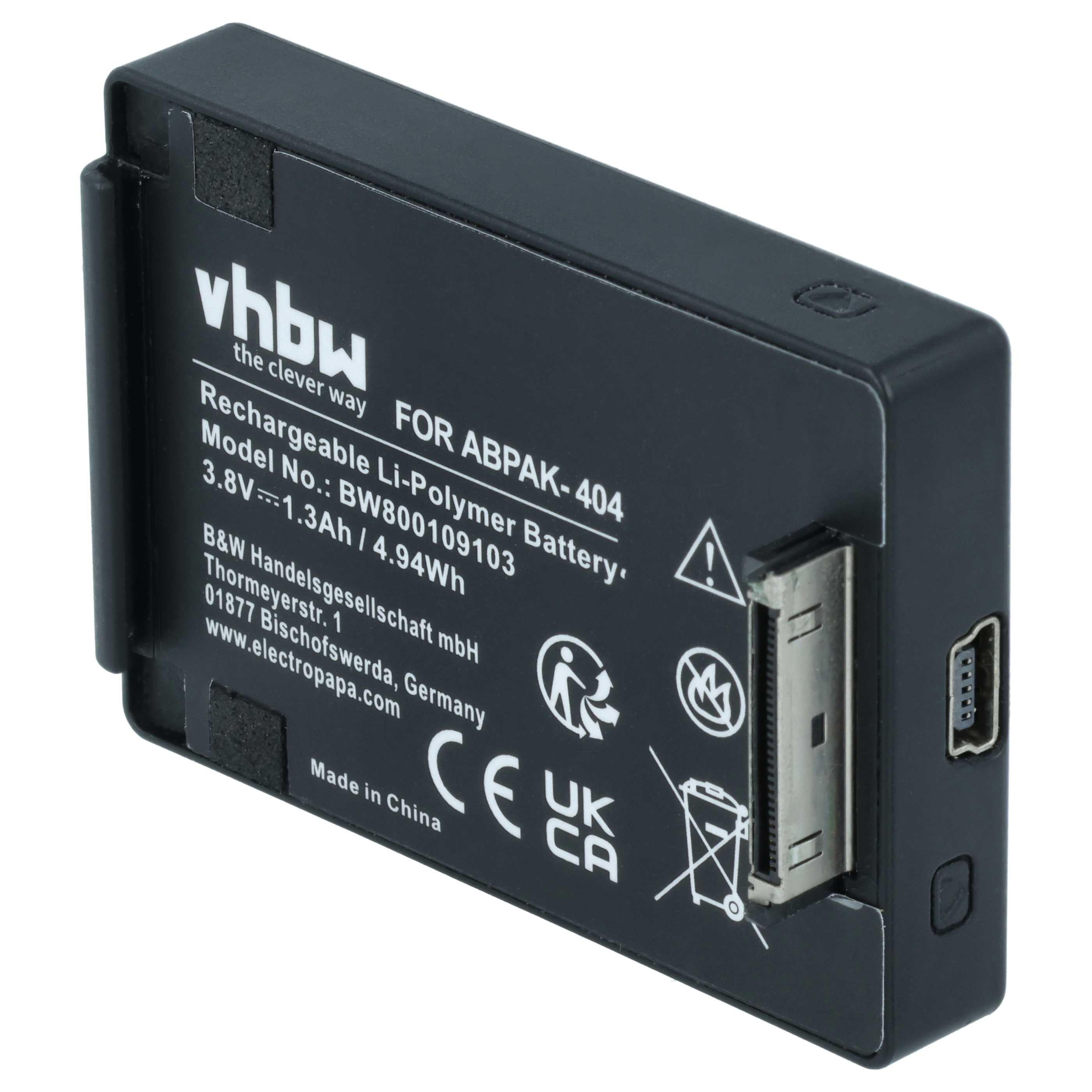 Videokamera-Akku (2 Stück) als Ersatz für GoPro ABPAK-404, BacPac 3661-093 für GoPro - 1240mAh 3,8V Li-Polymer