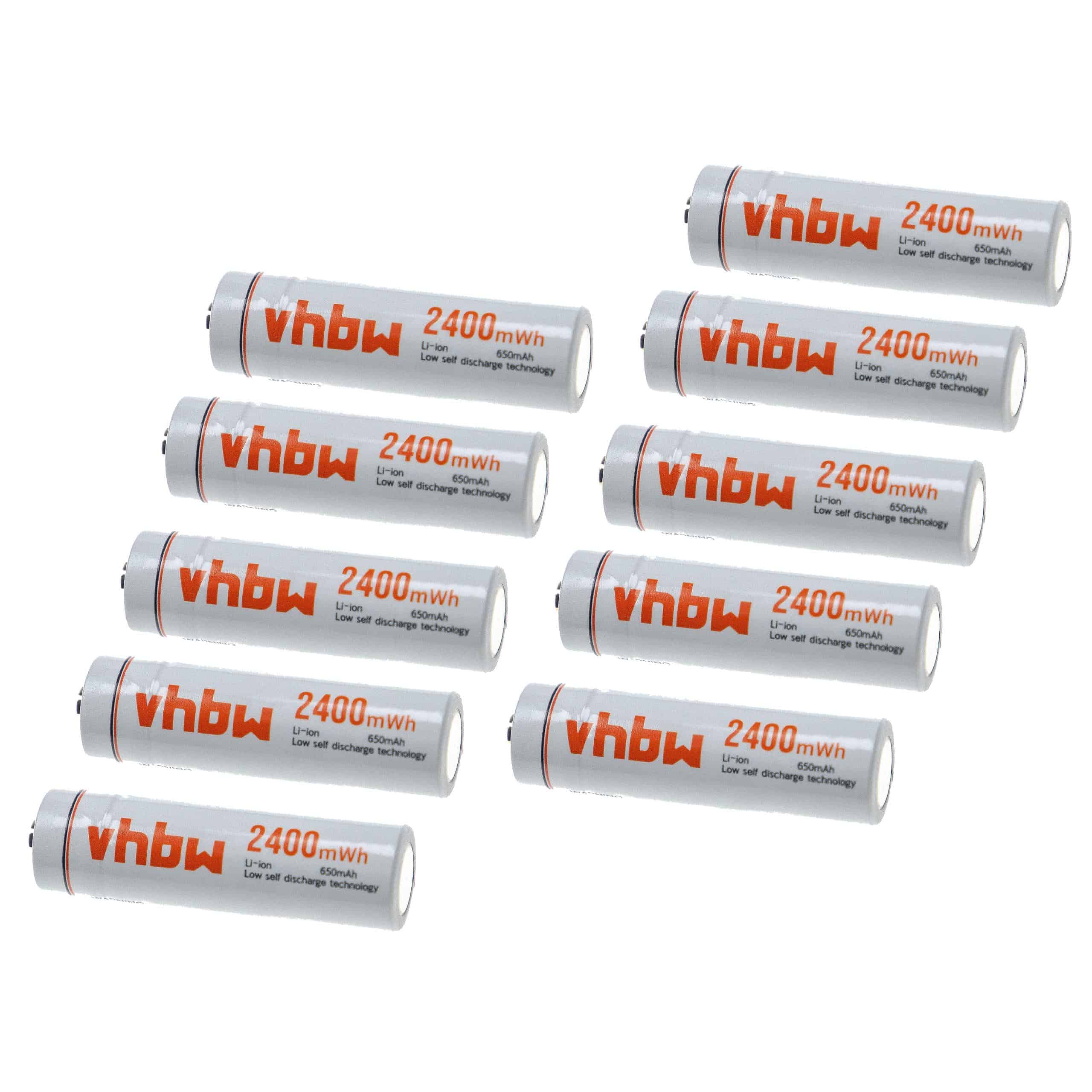 AA Mignon Replacement Battery (10 Units) for Use in Various Devices - 650 mAh 1.5 V Li-Ion