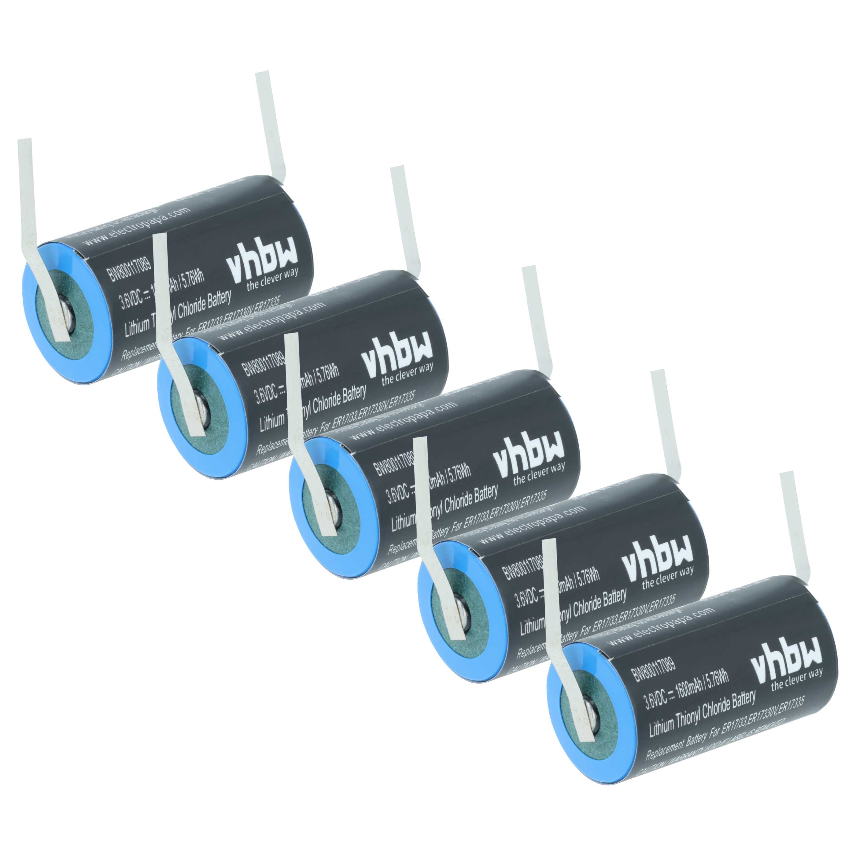 5x Battery replaces Maxell ER17/33 - 1600 mAh 3.6 V Li-MnO2