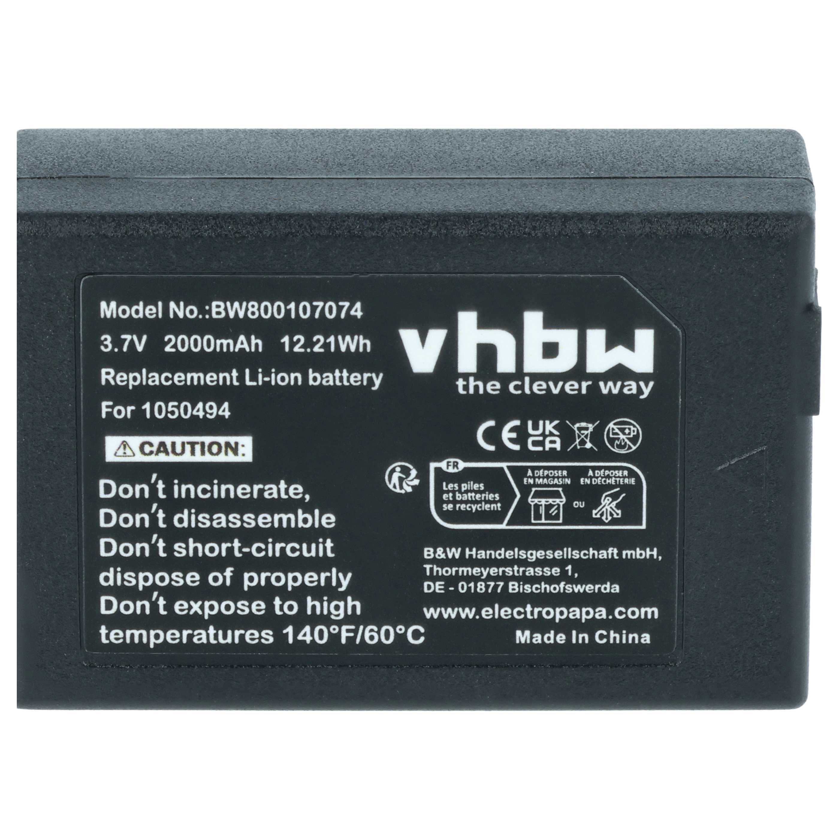 Handheld Computer 2x Battery replaces Psion WA3006, WA3020, 1050494-002, 1050494 - 2000mAh, 3.7V