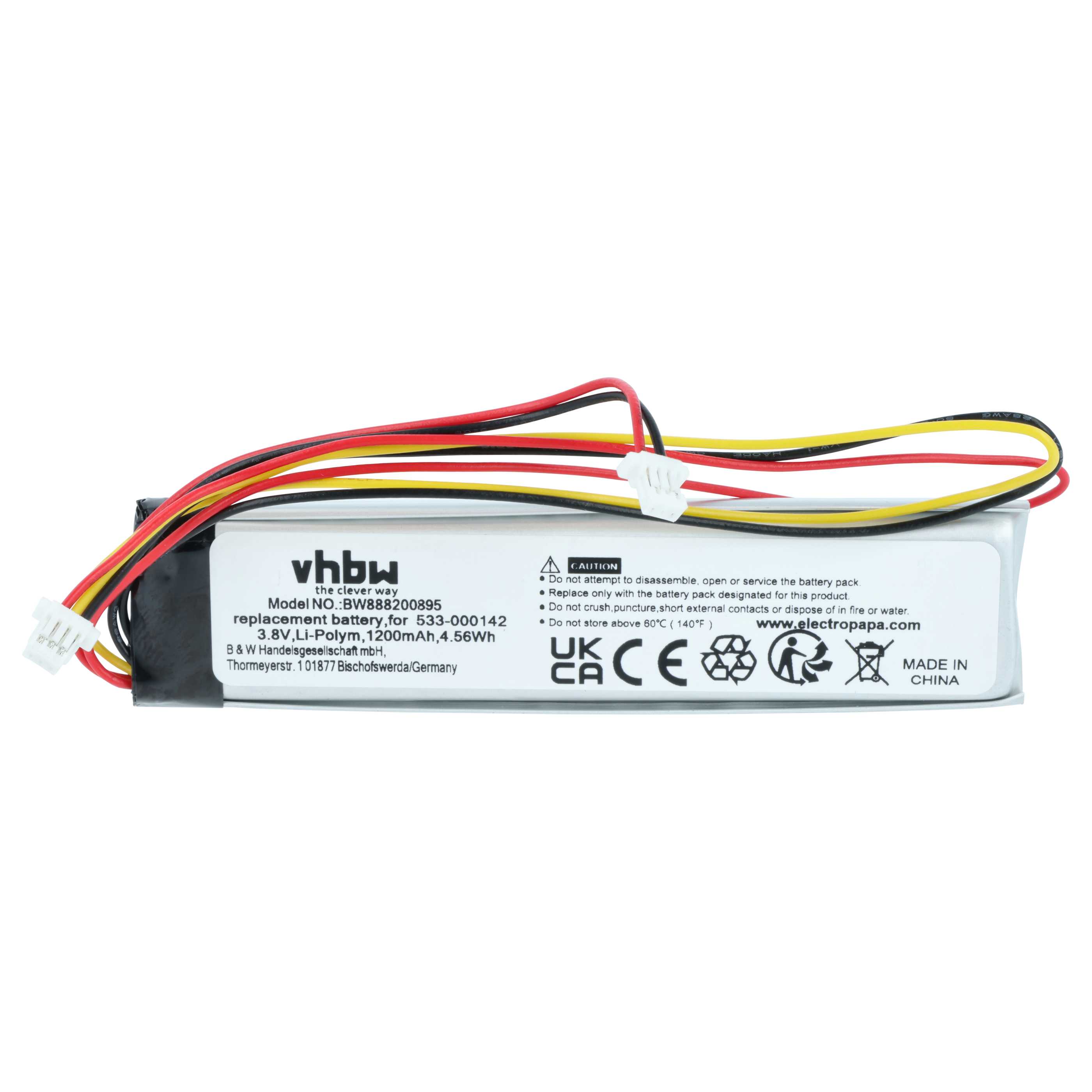 Batería reemplaza Logitech 533-000142 para teclado (1200 mAh, 3,8 V, Li-Polímero)