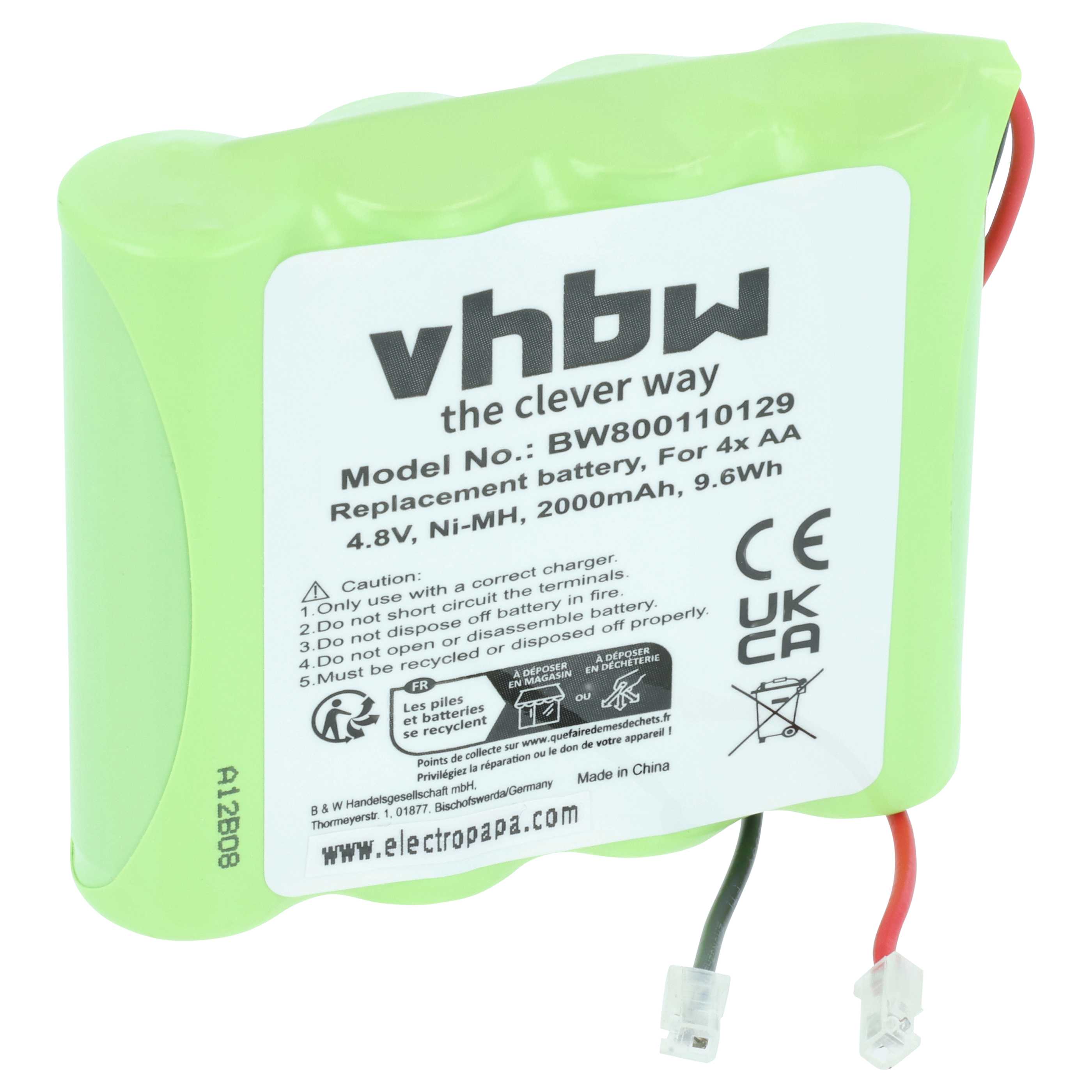 Universal Battery for various Devices - 2000 mAh 4.8 V NiMH Replaces 4x AA Mignon