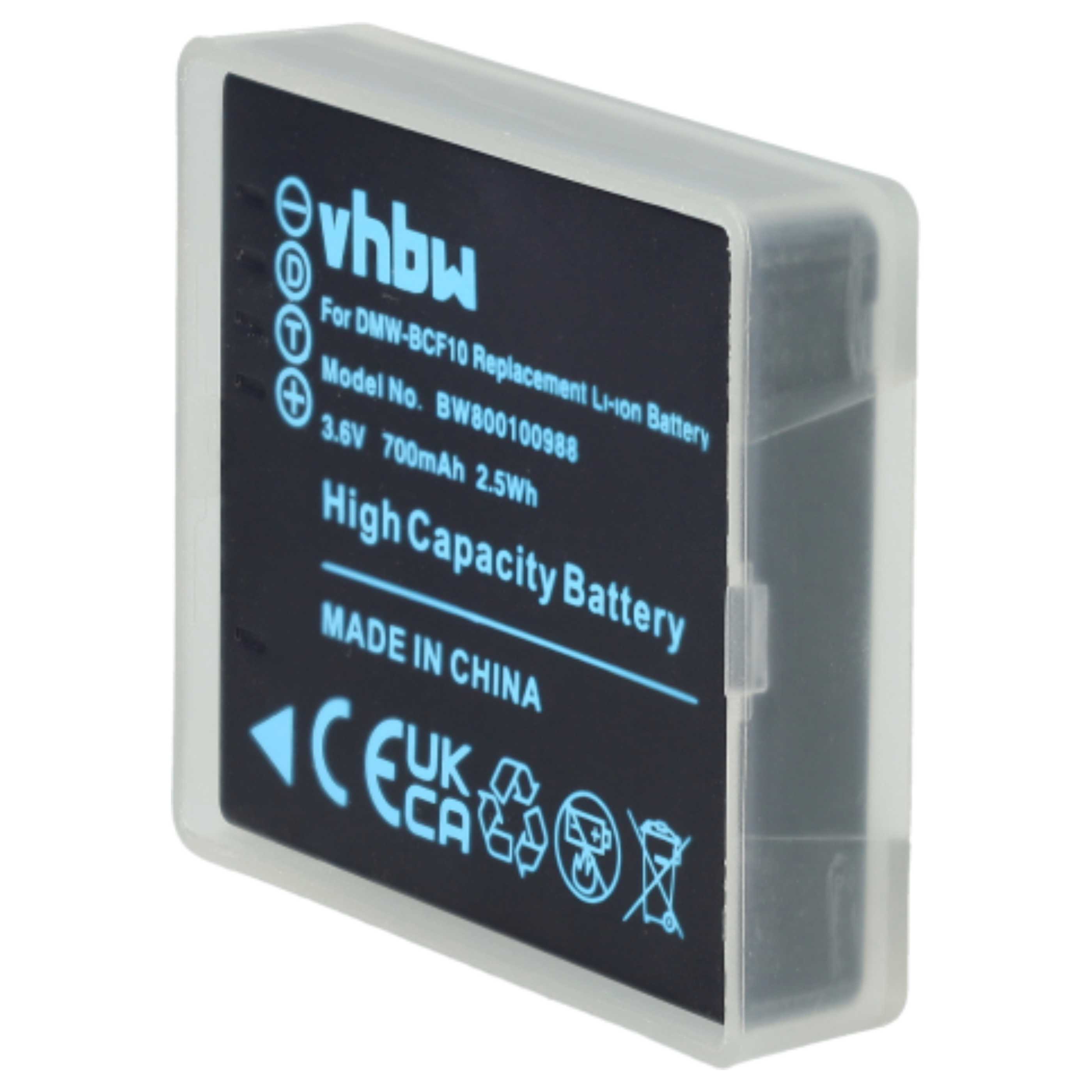 2x Battery replaces Panasonic DMW-BCF10E, DMW-BCF10 - 1000mAh, 3.6V, Li-Ion