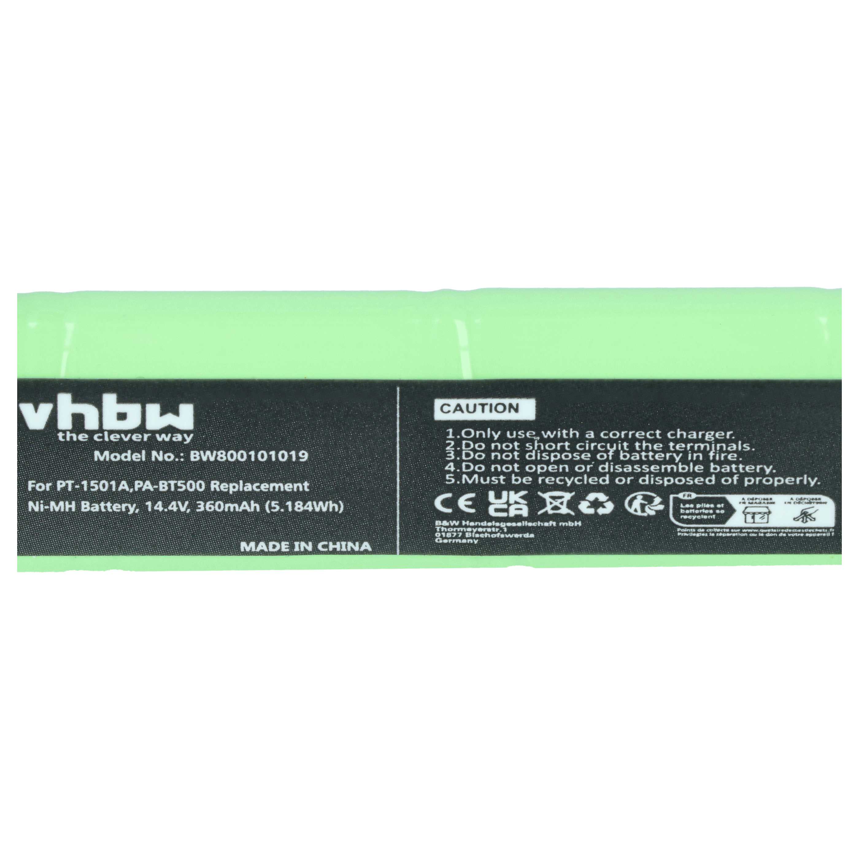 Printer Battery replaces Brother 205526, PA-BT500, PJ-4844A, PA-BT-300, LB4707001 - 360 mAh 14.4 V NiMH