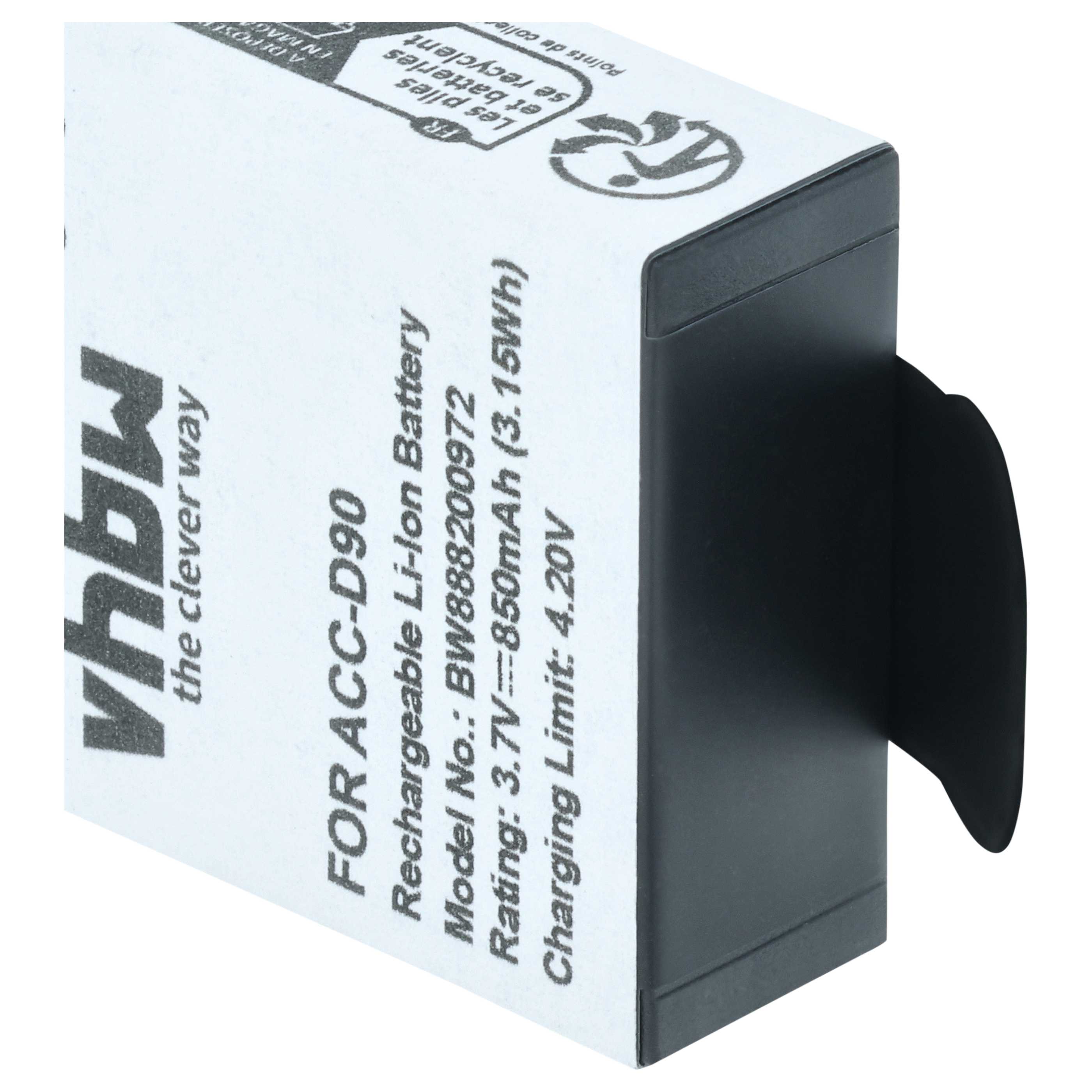 Mini-Kamera-Akku (2 Stück) als Ersatz für AEE ACC-D90 für AEE - 850mAh 3,7V Li-Ion